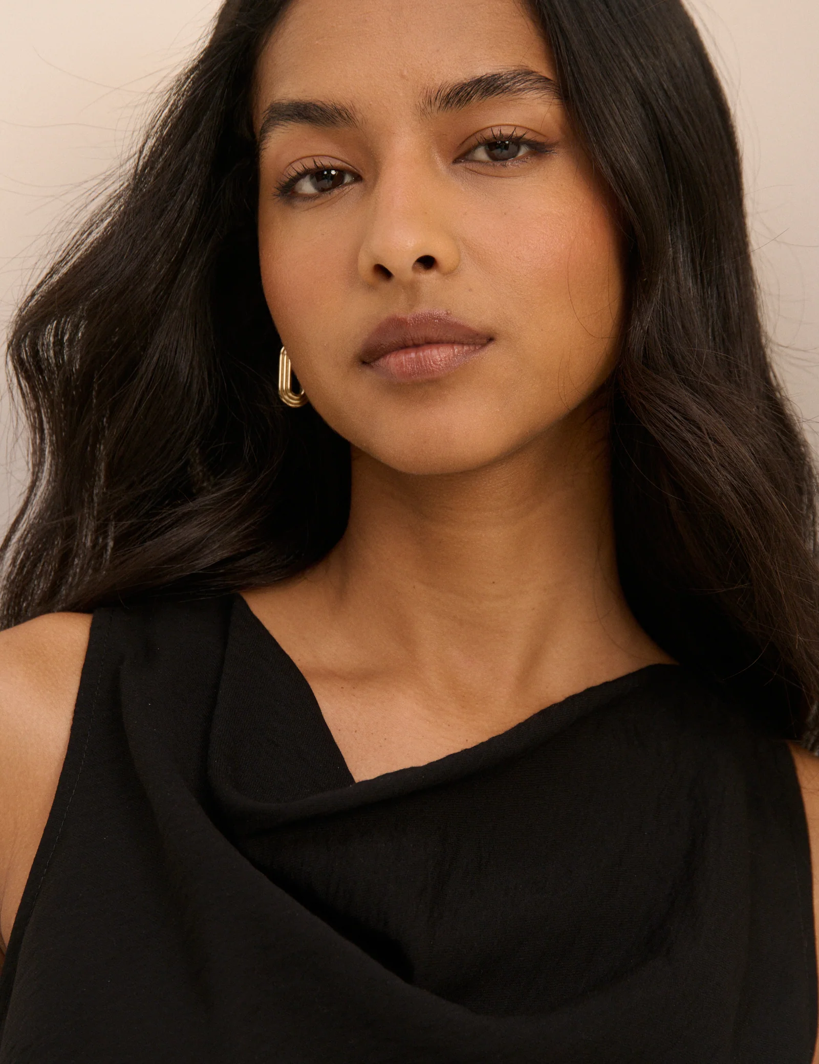 Black Draped Sleeveless Top - Image 3