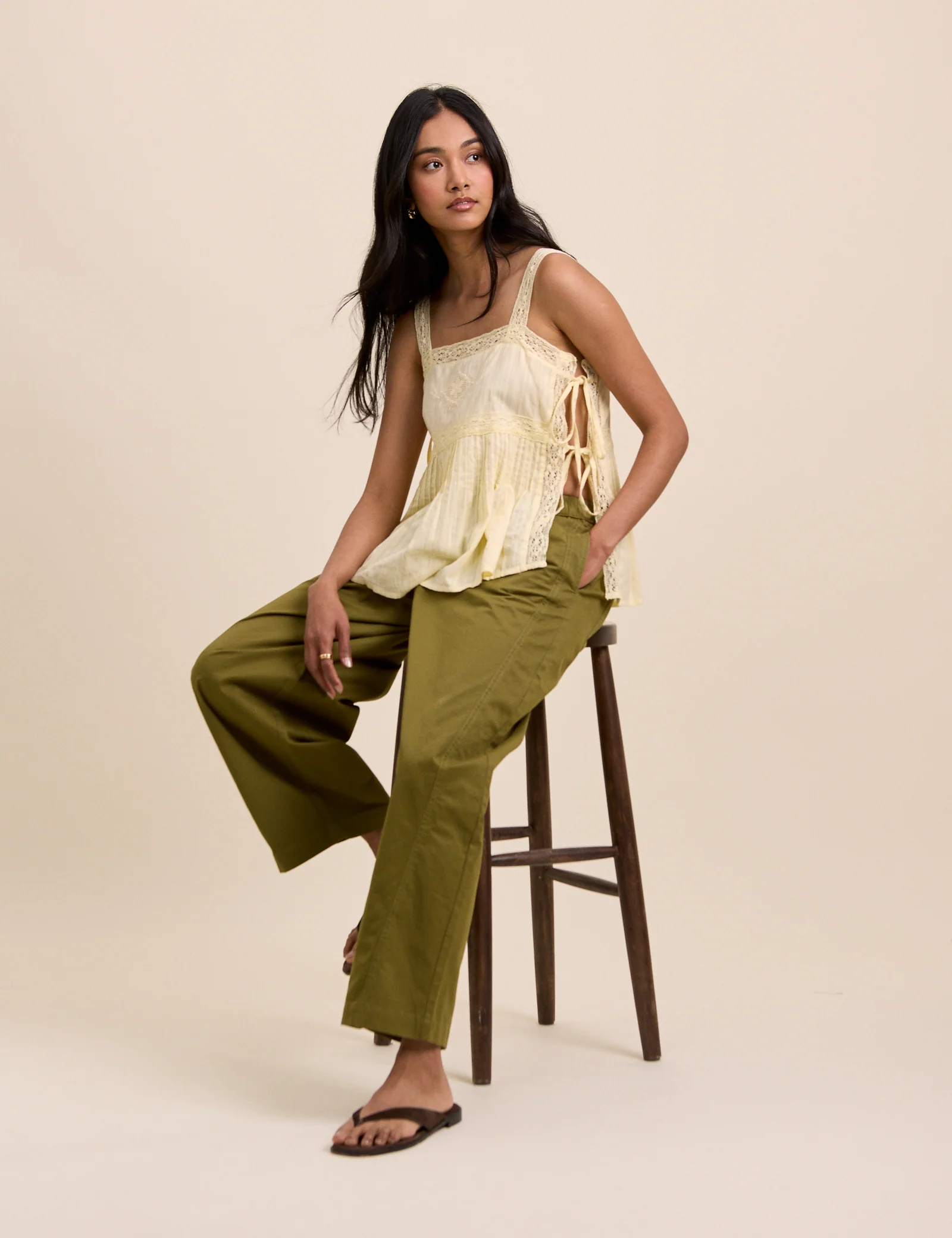 Green Barrel Leg Trousers - Image 3