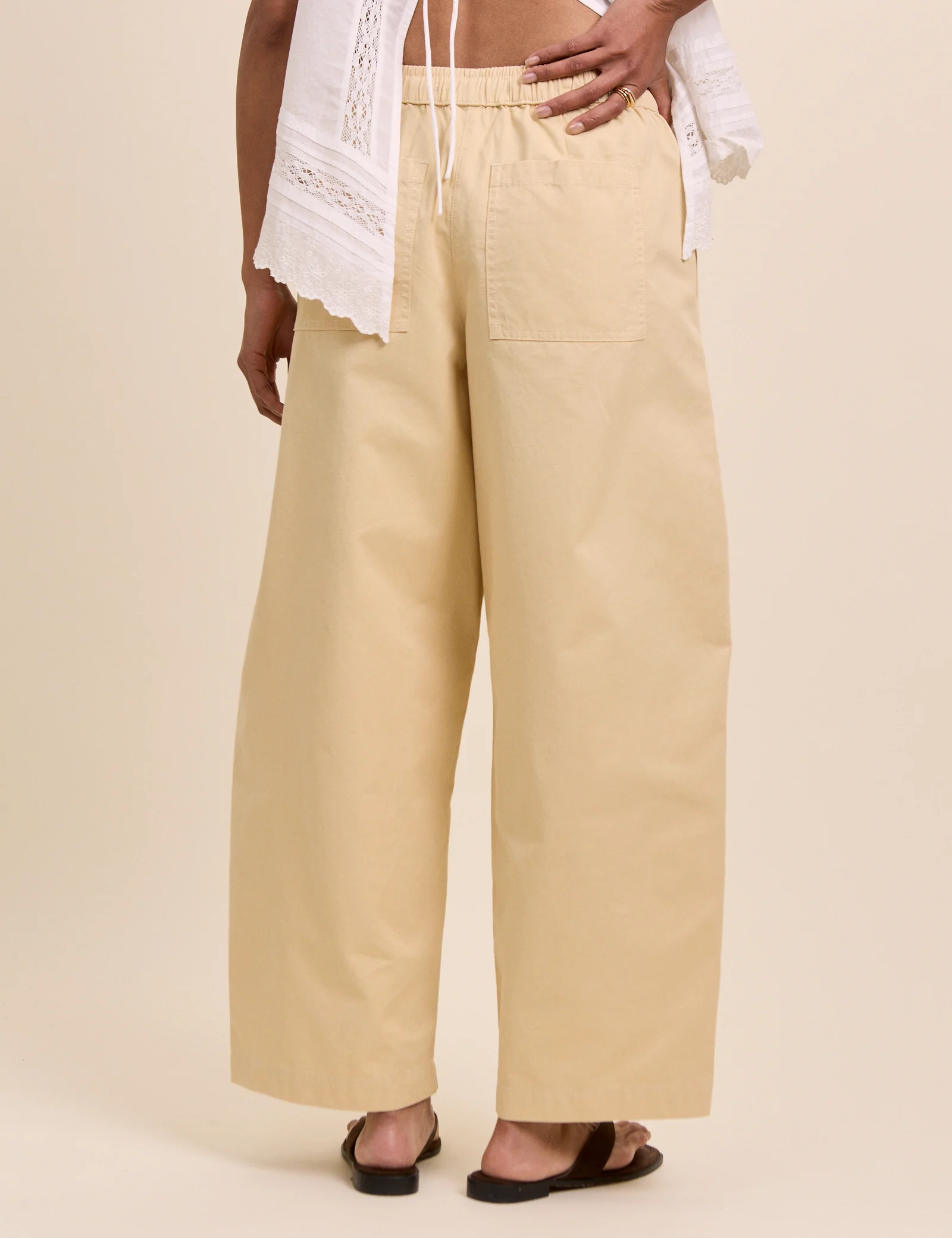 Butter Yellow Barrel Leg Trousers - Image 5