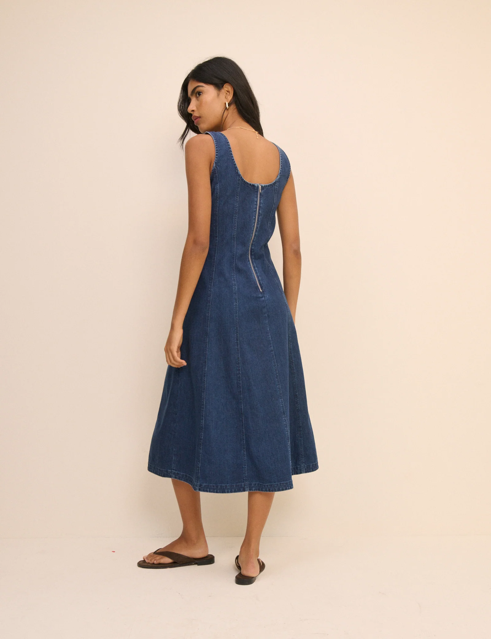 Dark Wash Denim Rowe Midi Dress - Image 5