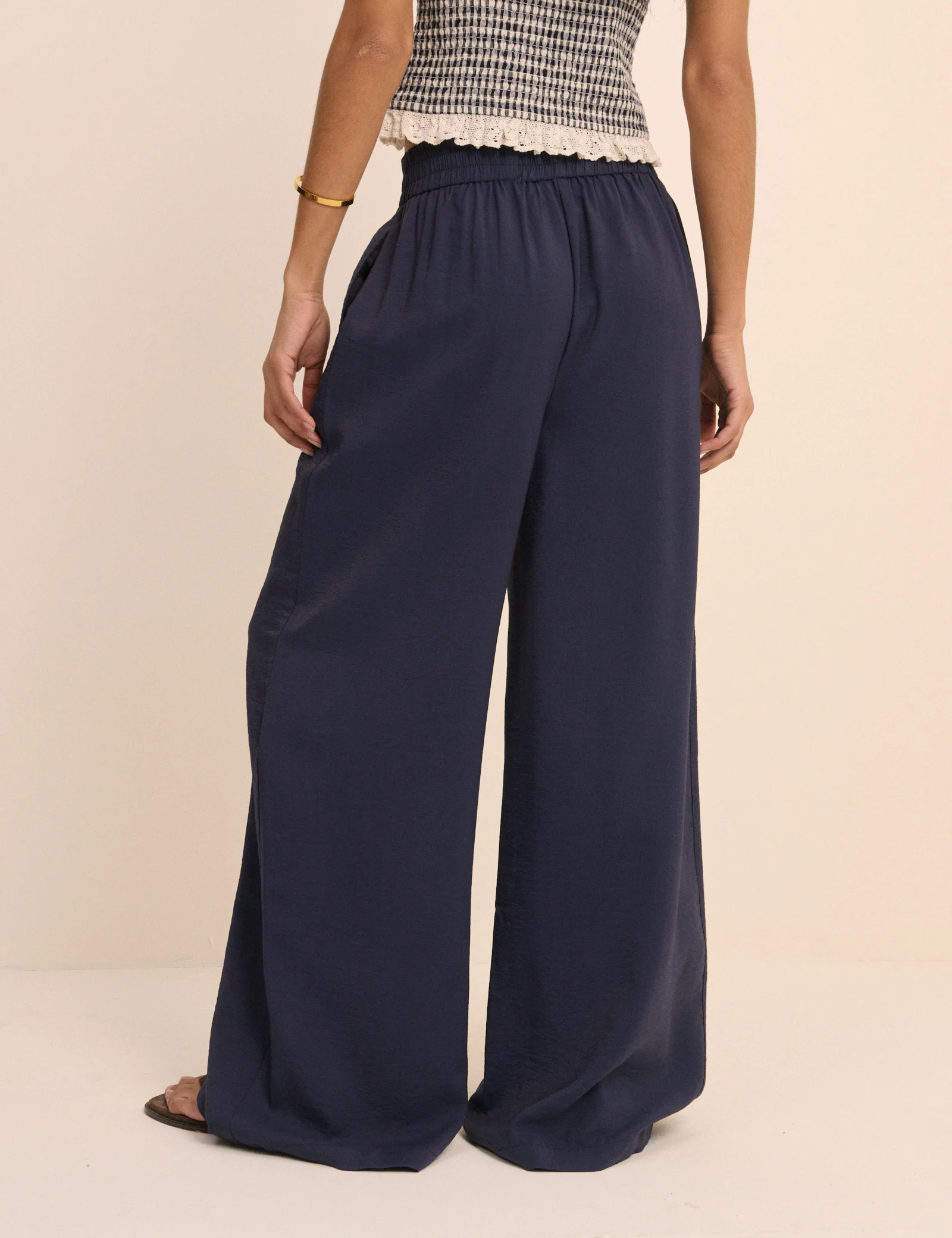 Navy Relaxed Wide Leg Trouser - Image 5