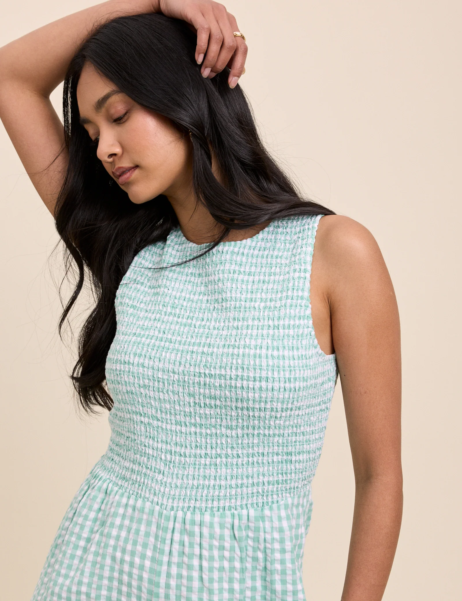 Mint Green Gingham Ruth Jumpsuit - Image 3