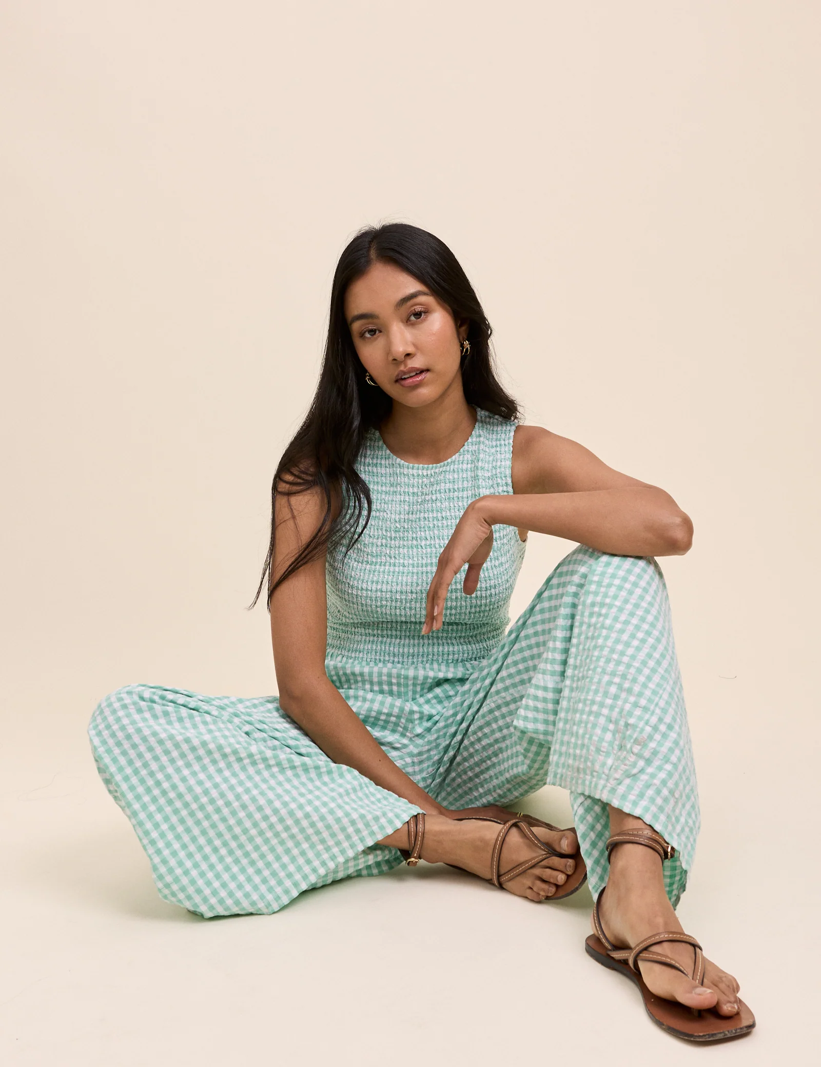 Mint Green Gingham Ruth Jumpsuit - Image 4