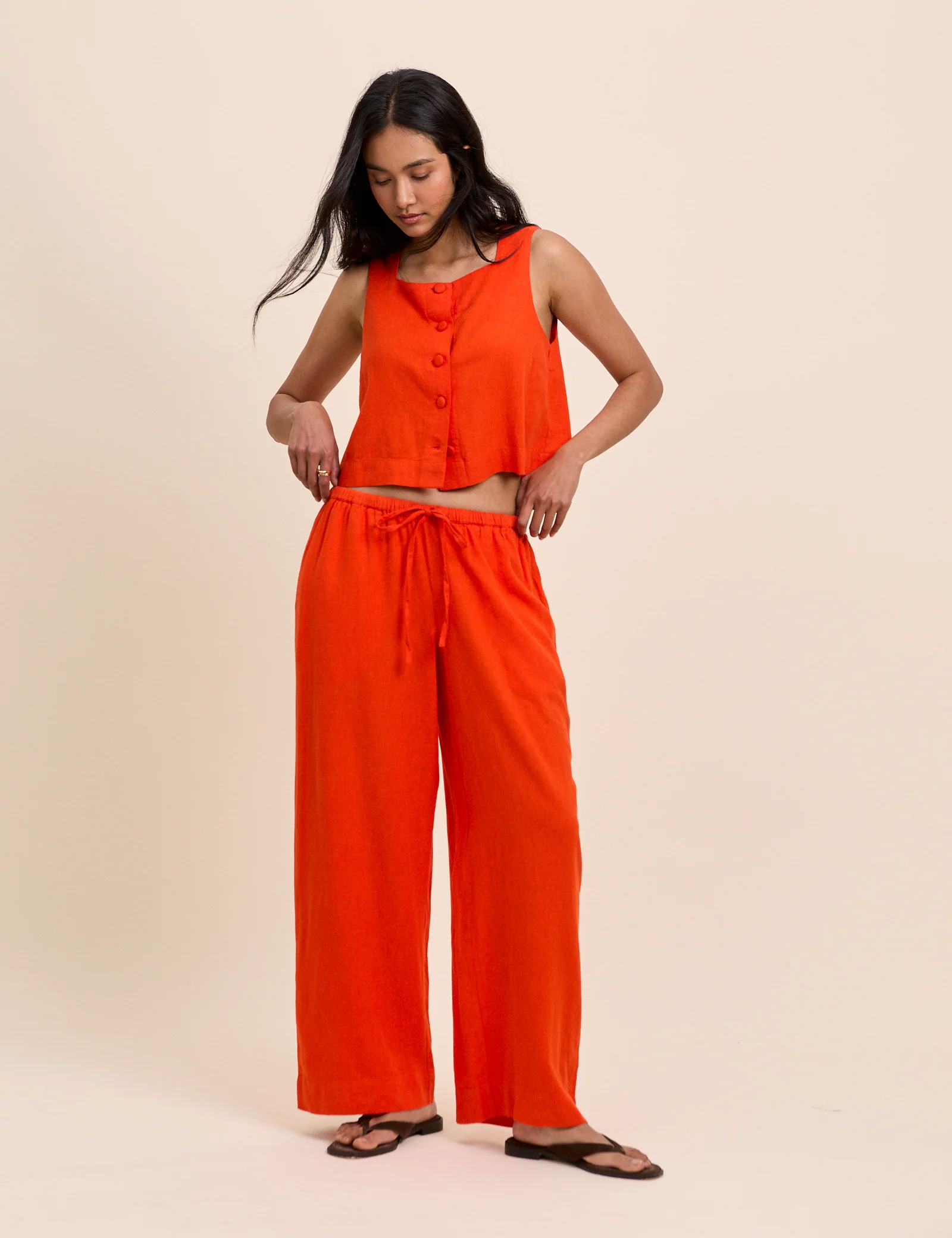 Orange Button Front Sammie Top - Image 2