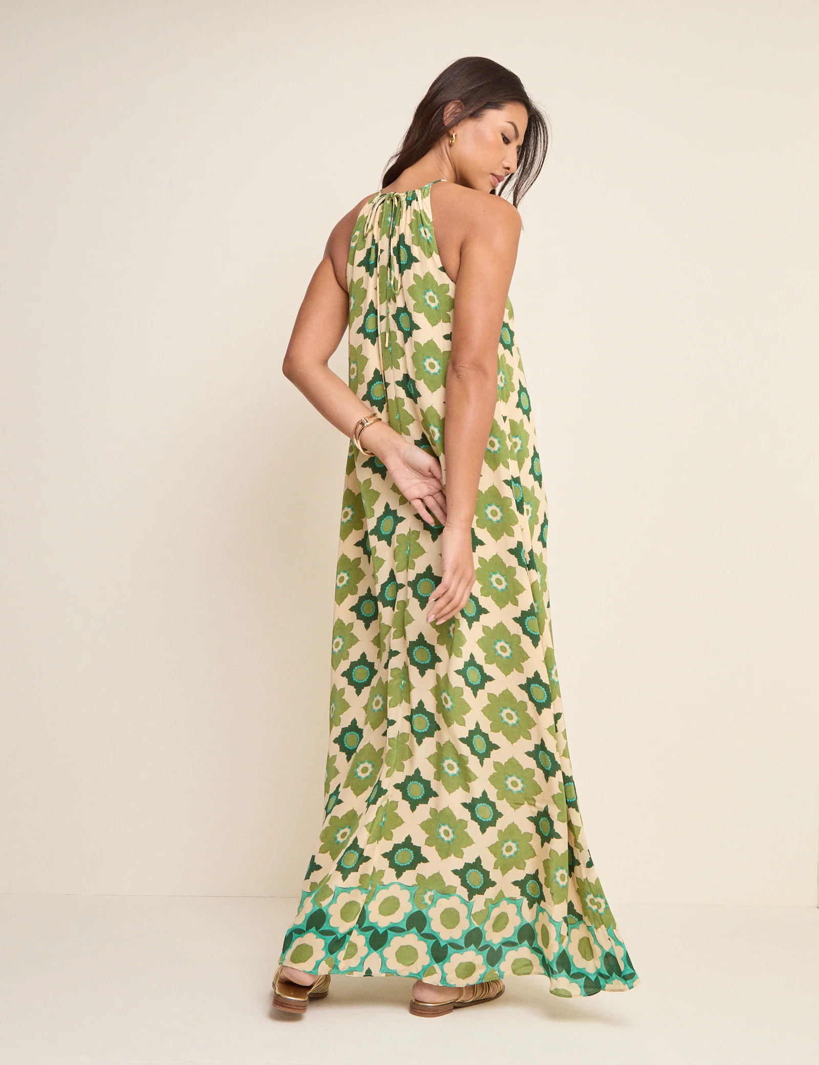 Green Floral Halterneck Sara Midi Dress - Image 5