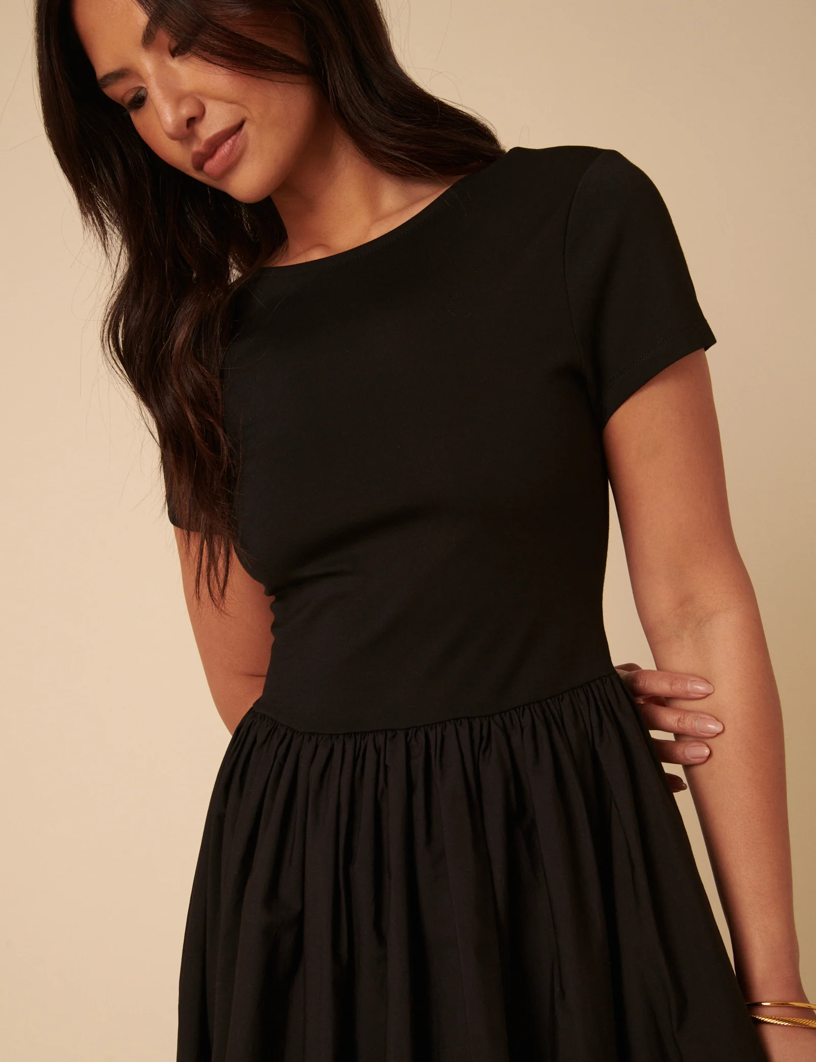 Black Jersey Drop Waist Sarah Midi Dress - Image 2