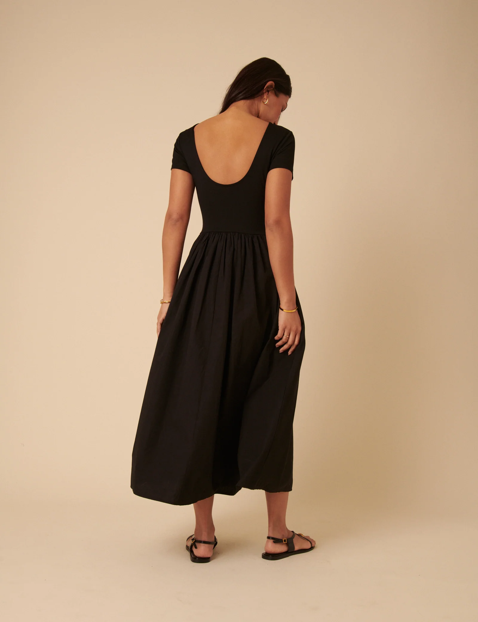 Black Jersey Drop Waist Sarah Midi Dress - Image 4