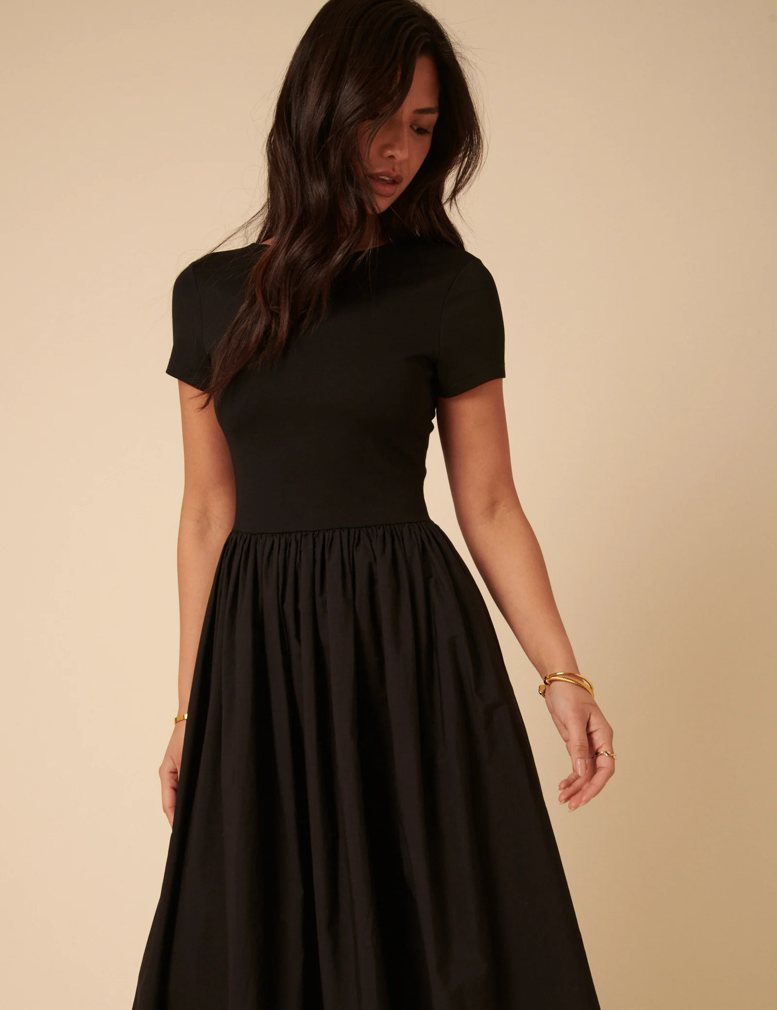 Black Jersey Drop Waist Sarah Midi Dress - Image 5