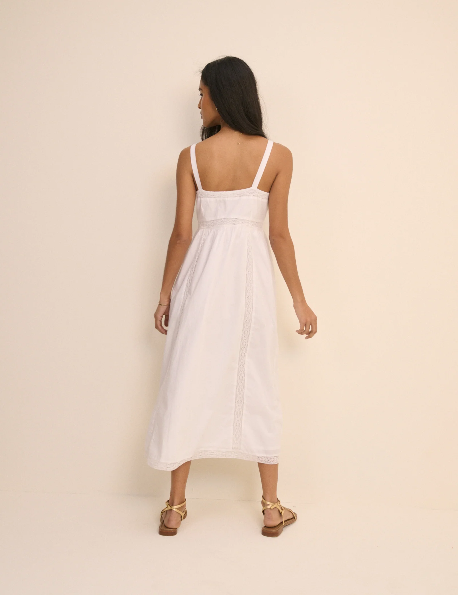 White Panelled Lace Trim Sawyer Midi Dress - Image 5
