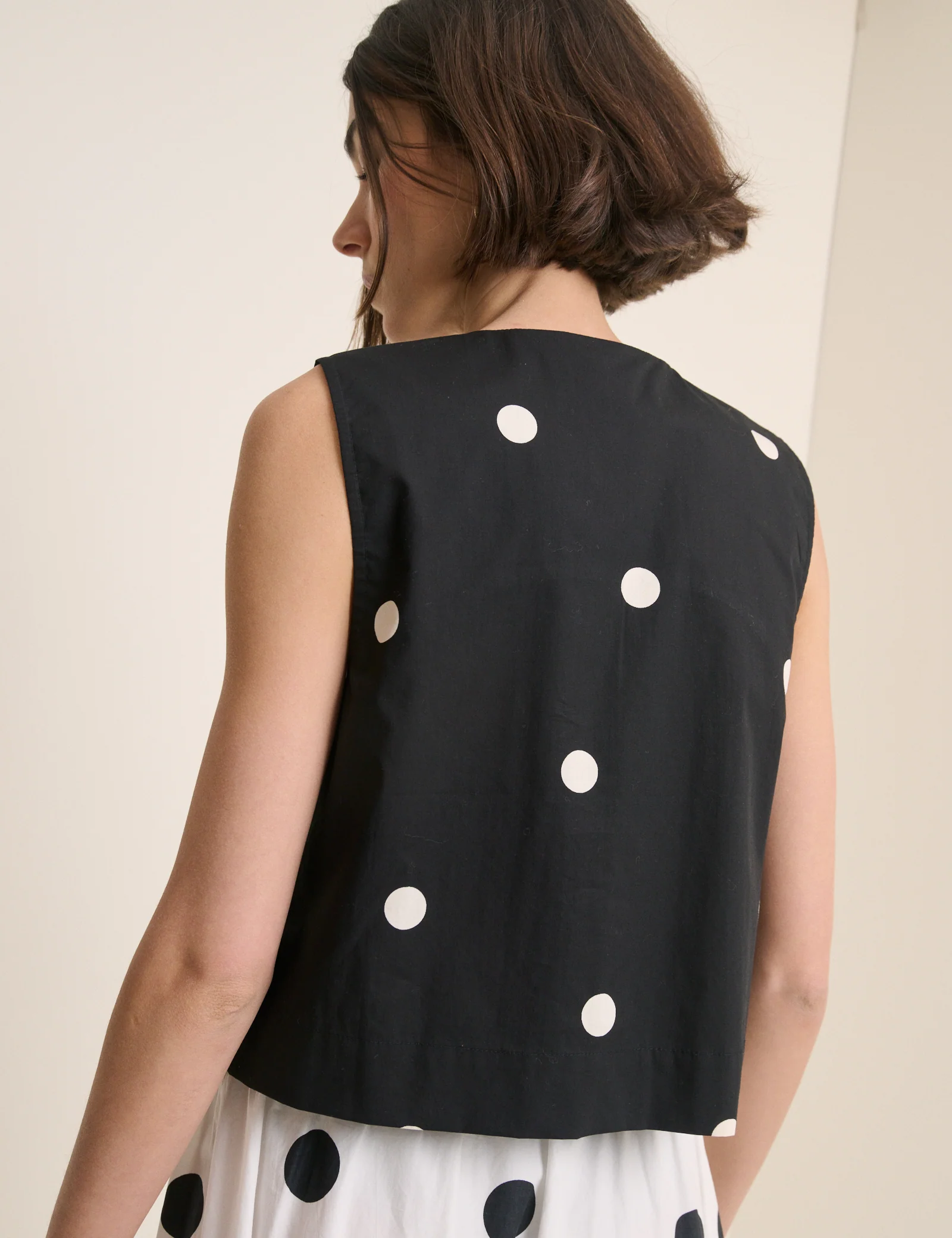 Black Polka Dot Button Front Top - Image 5
