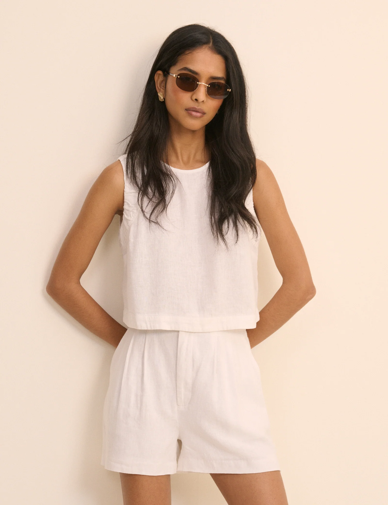 White Linen-Blend Silsoe Shorts - Image 4