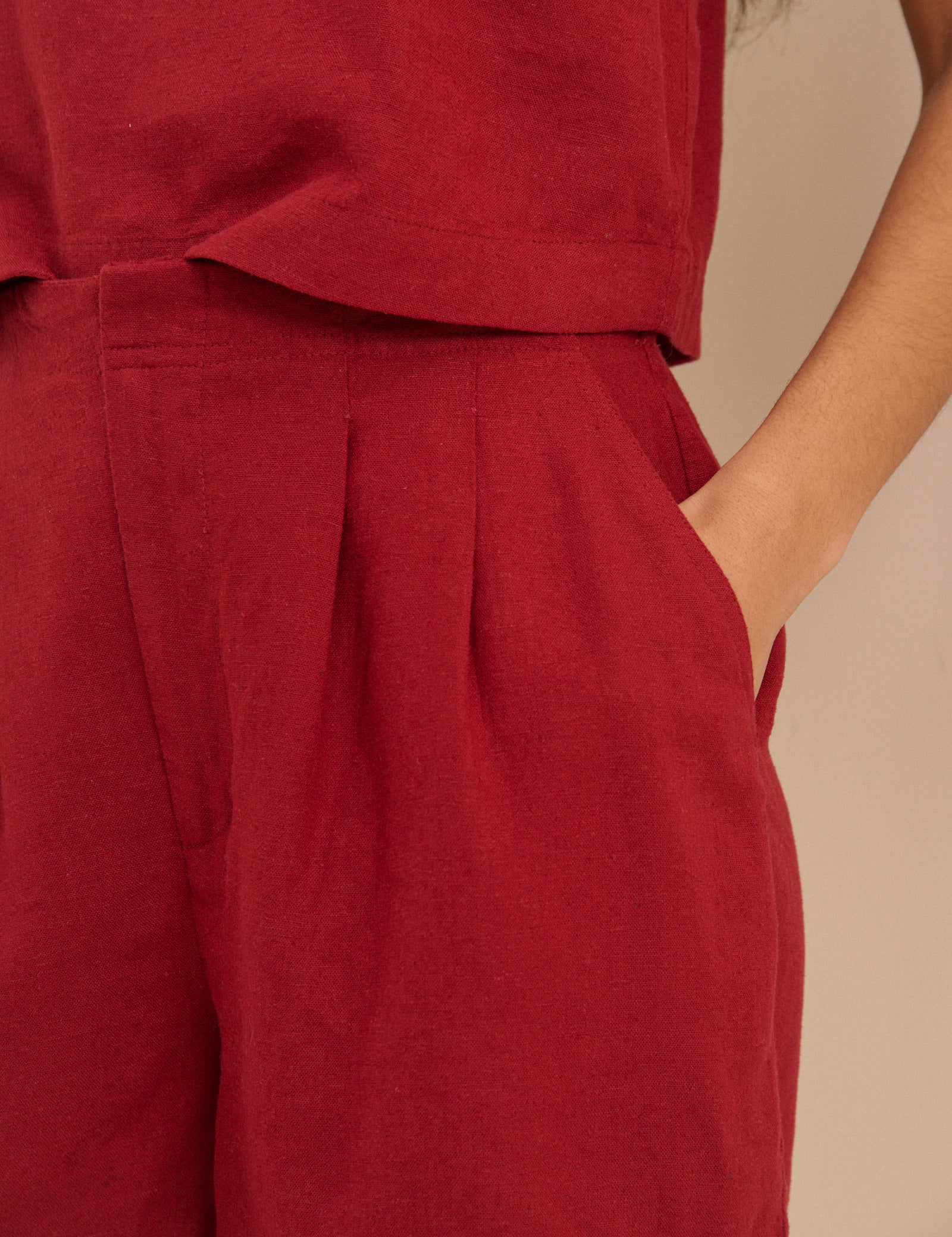Red Linen-Blend Silsoe Shorts - Image 3