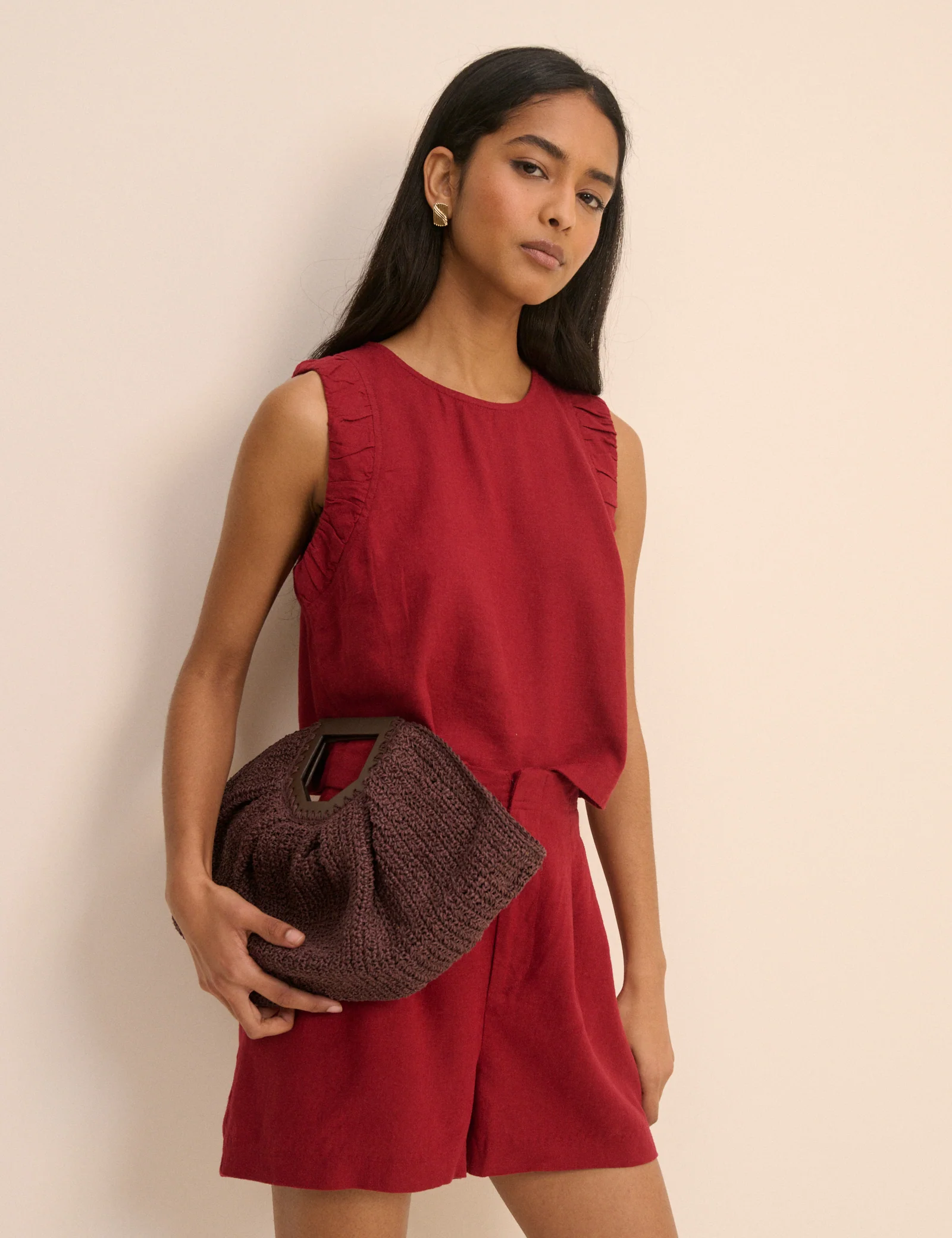 Red Linen-Blend Silsoe Shorts - Image 4