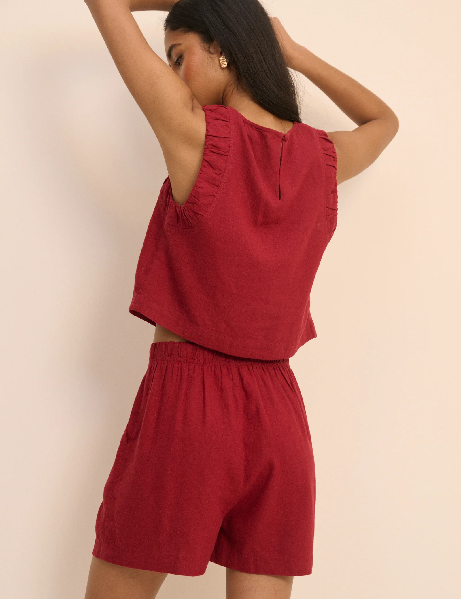 Red Linen-Blend Silsoe Shorts - Image 5