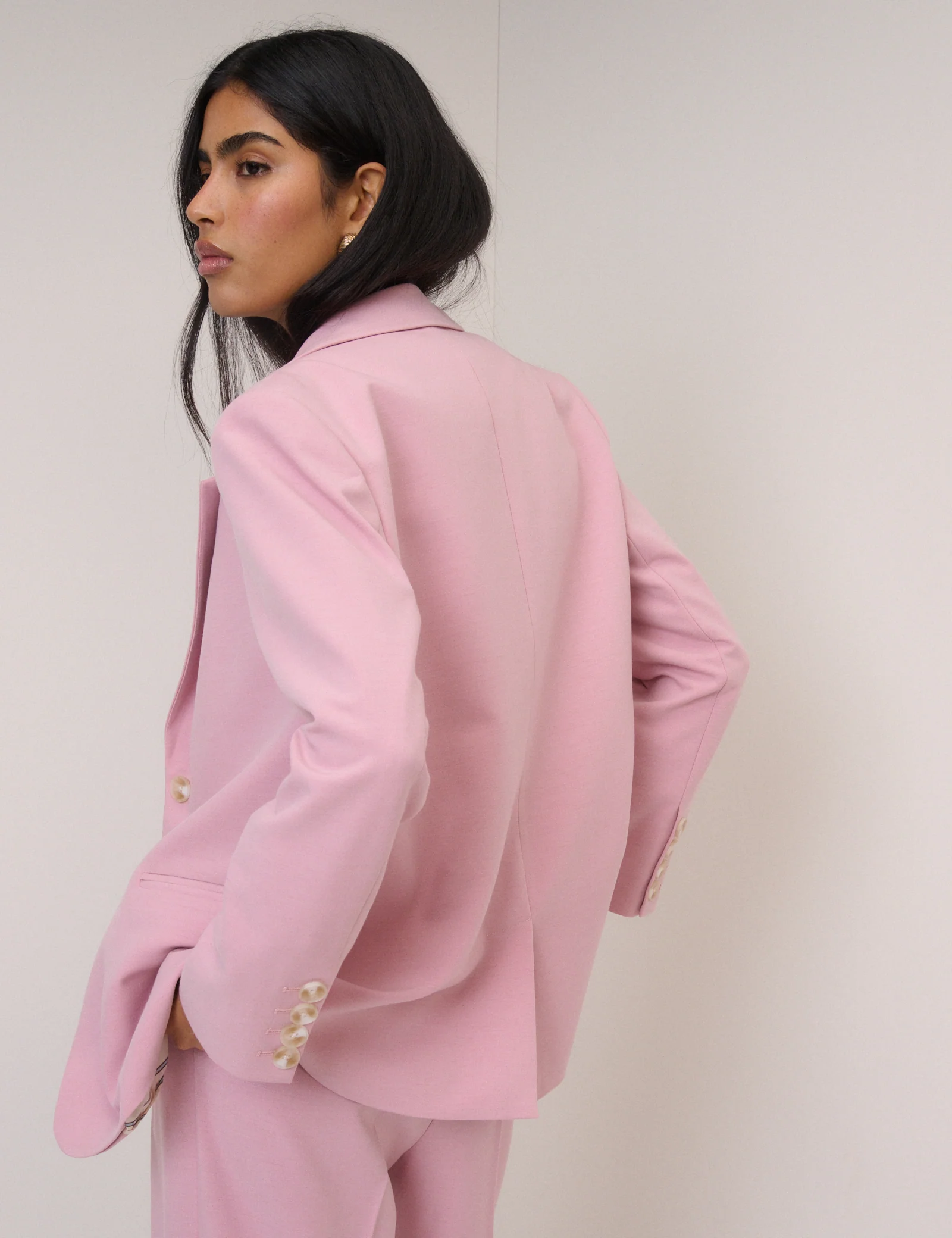 Pink Single Breasted Twill Blazer - Image 2