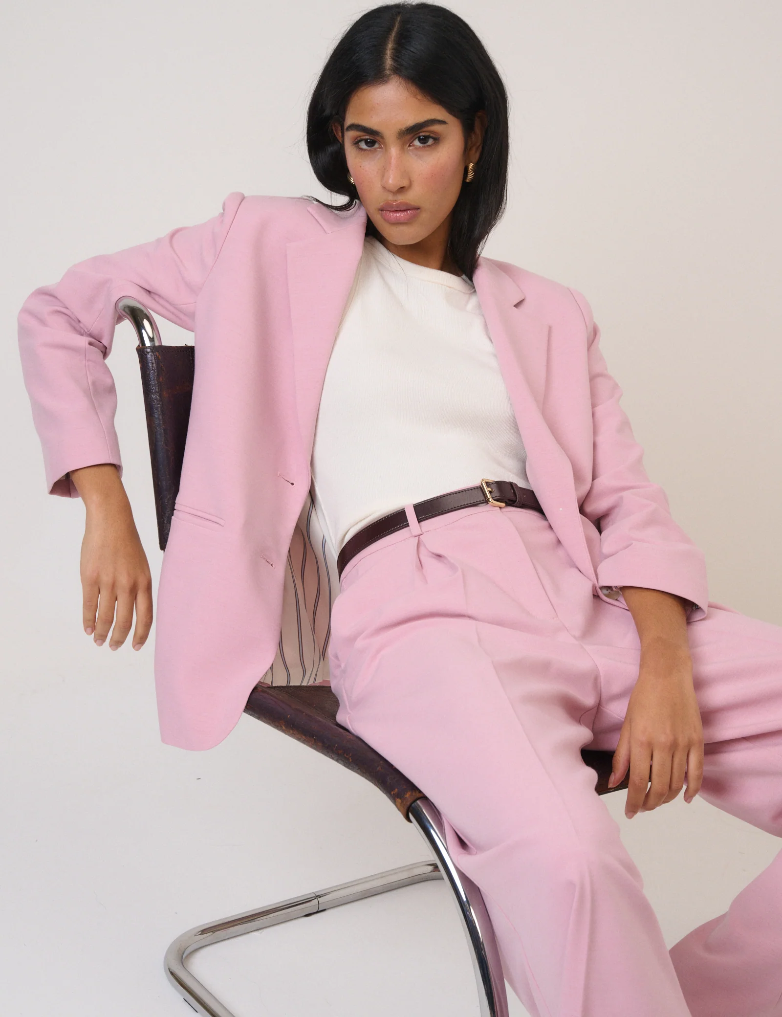 Pink Single Breasted Twill Blazer - Image 3
