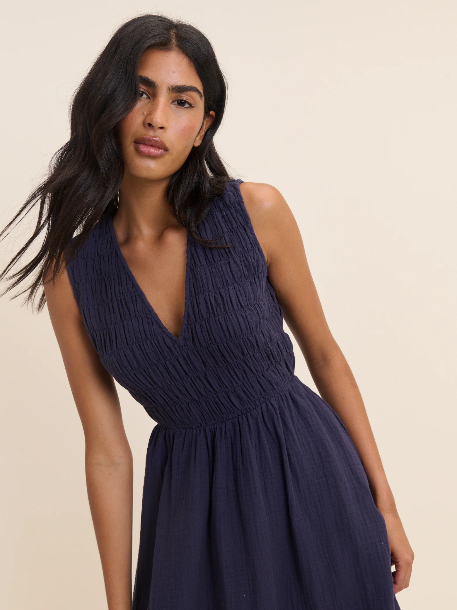 Navy Sleeveless Audrey Midi Dress - Image 3