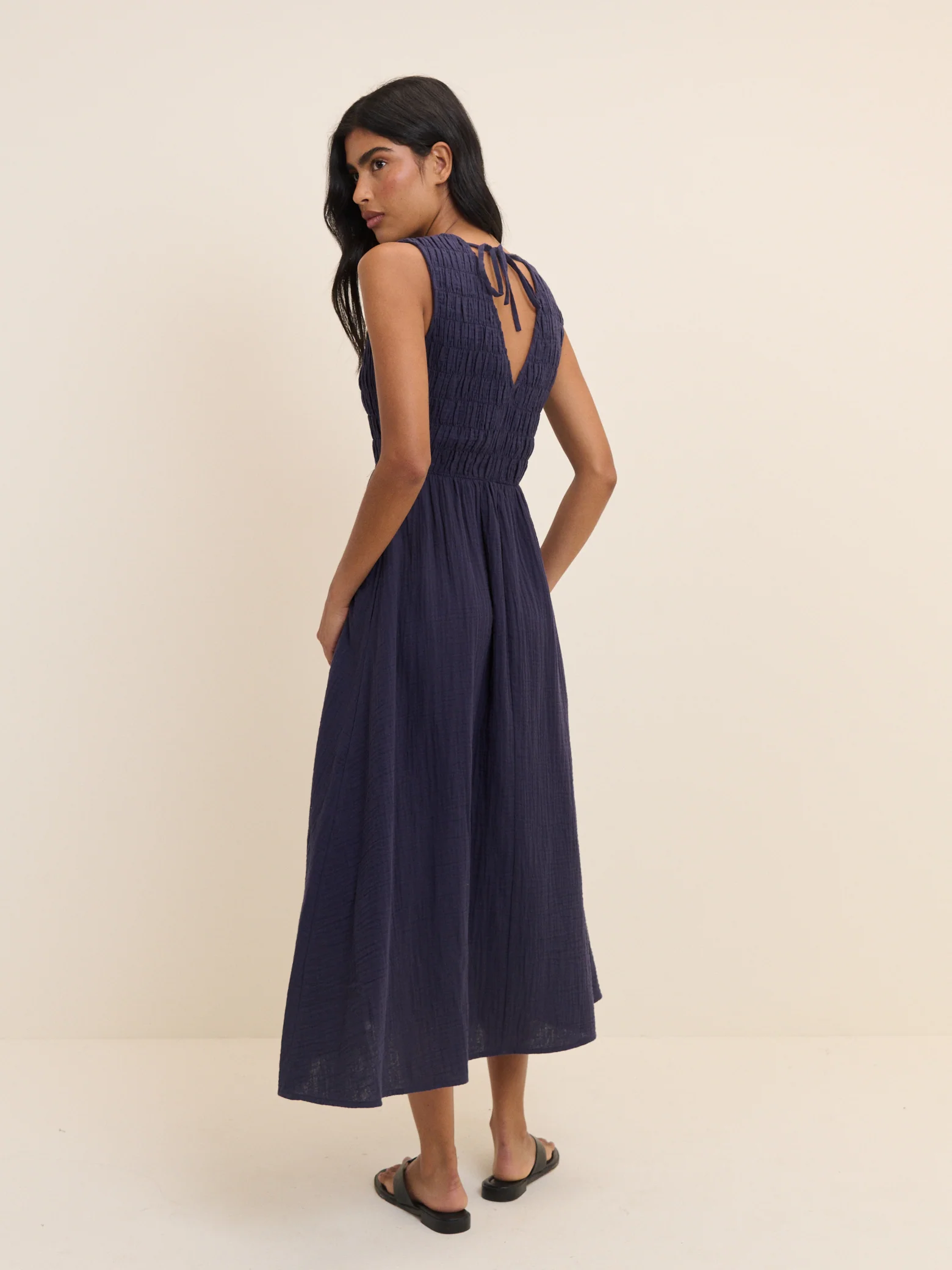 Navy Sleeveless Audrey Midi Dress - Image 4