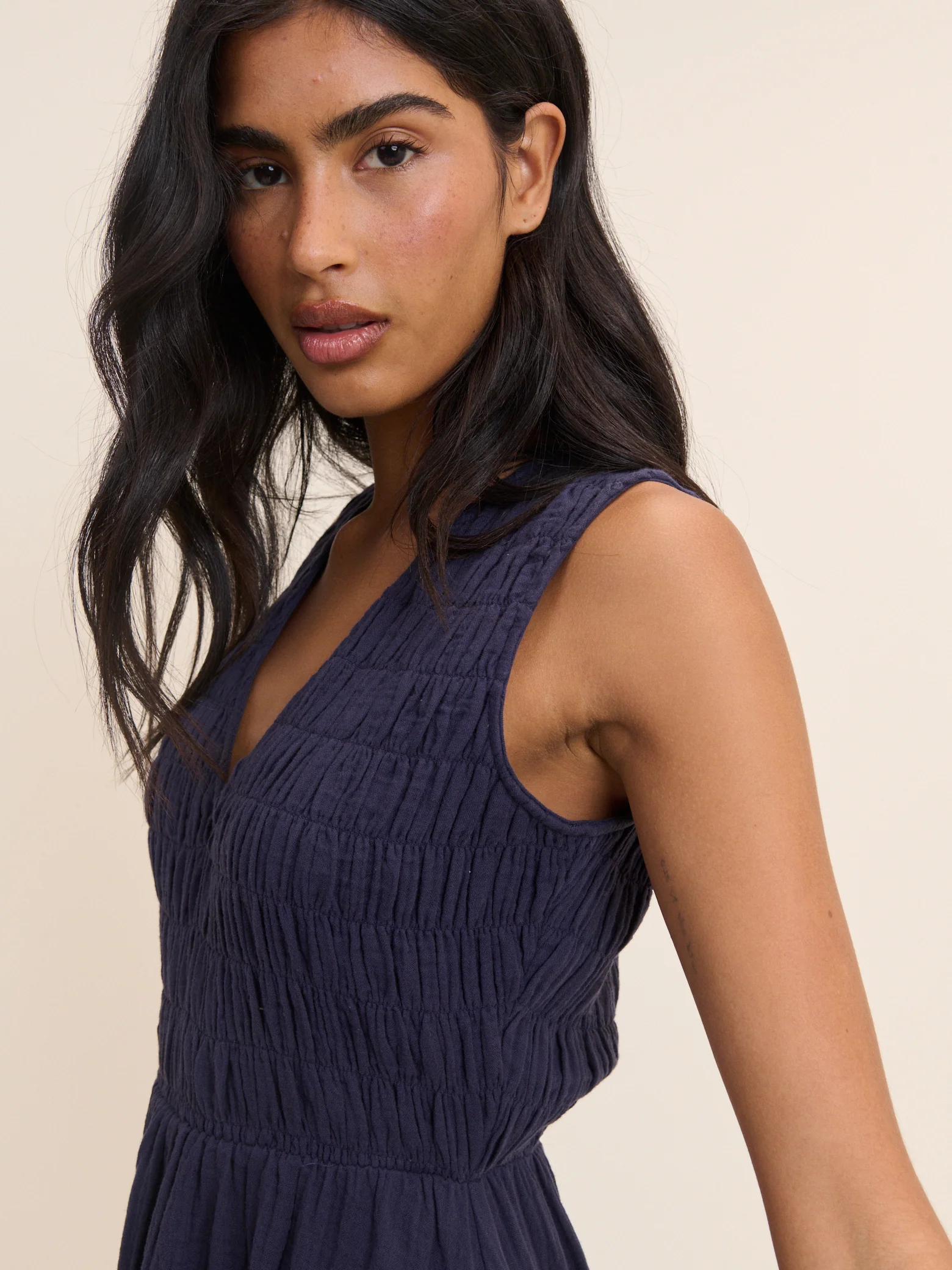 Navy Sleeveless Audrey Midi Dress - Image 5
