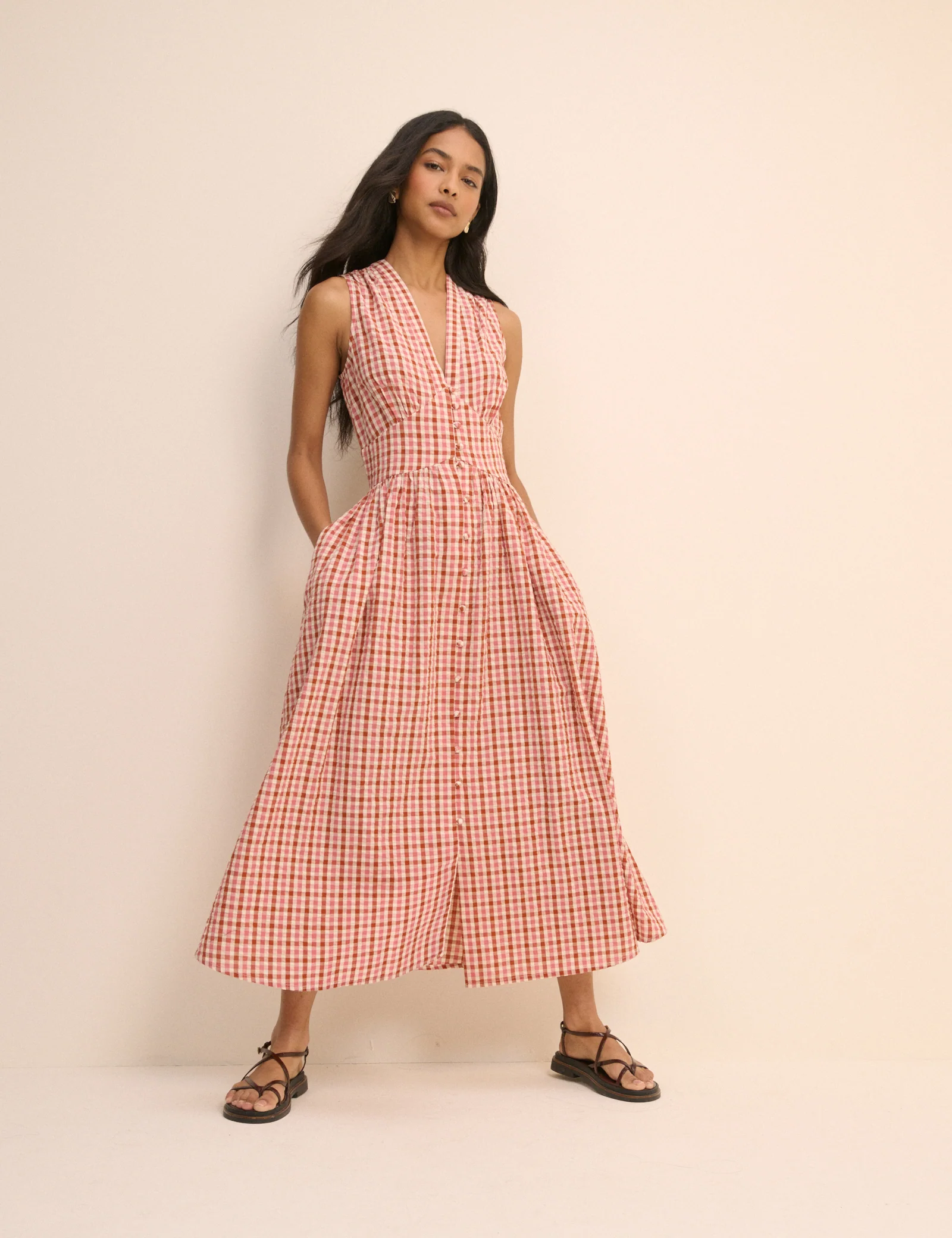 Gingham Sleeveless Starlight Midi Dress - Image 3