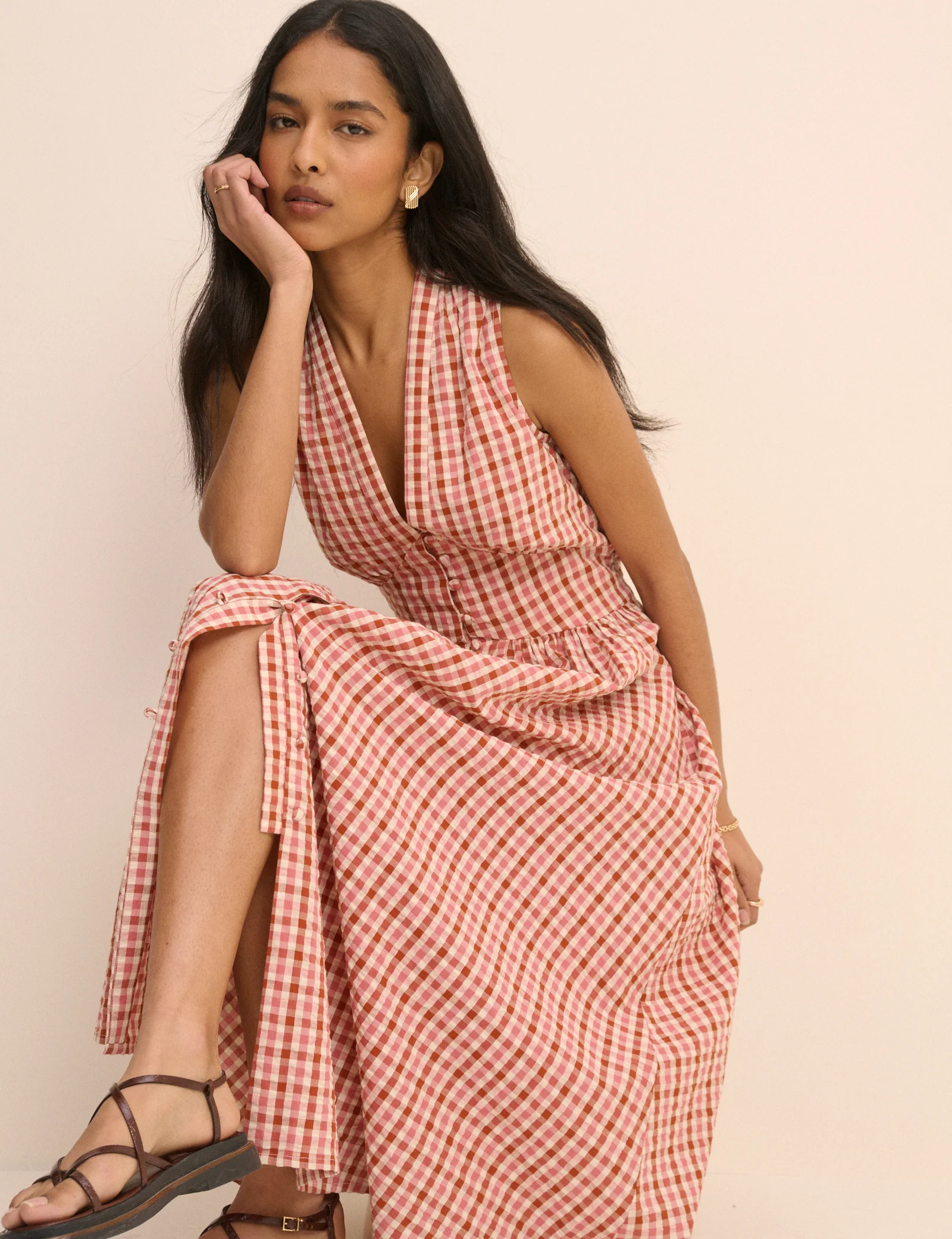 Gingham Sleeveless Starlight Midi Dress - Image 4