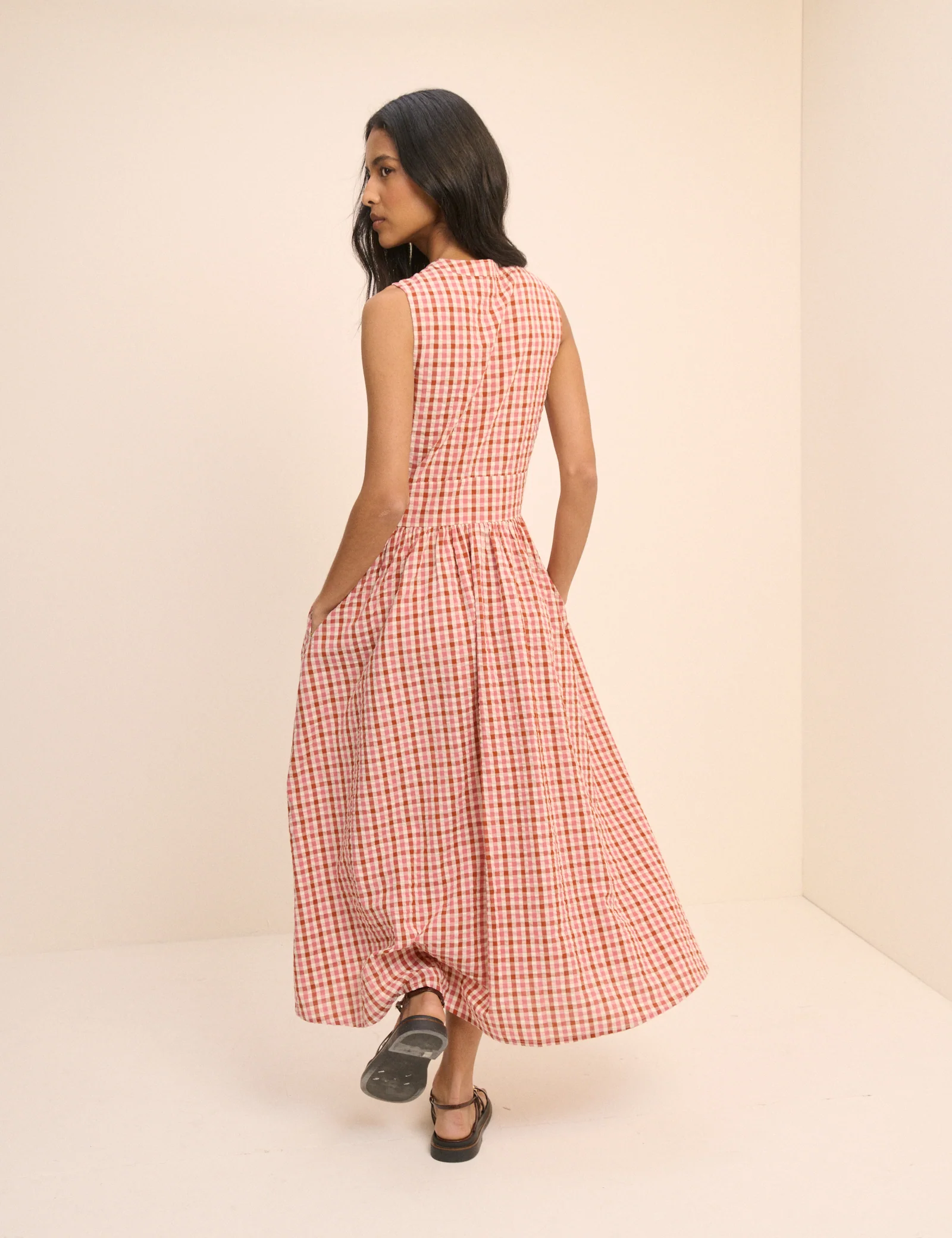 Gingham Sleeveless Starlight Midi Dress - Image 5