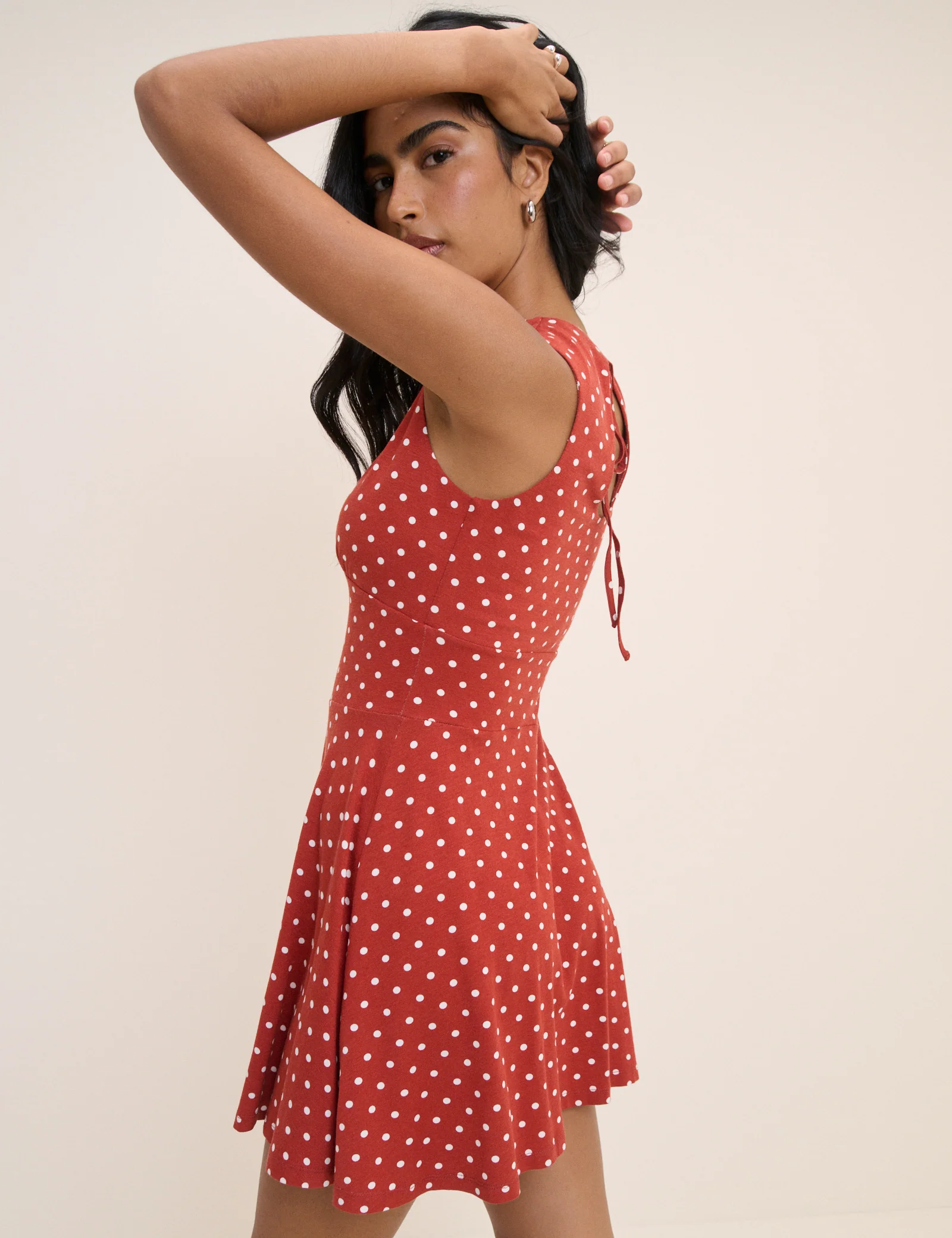 Red Polka Dot Jersey Sleeveless Tate Mini Dress