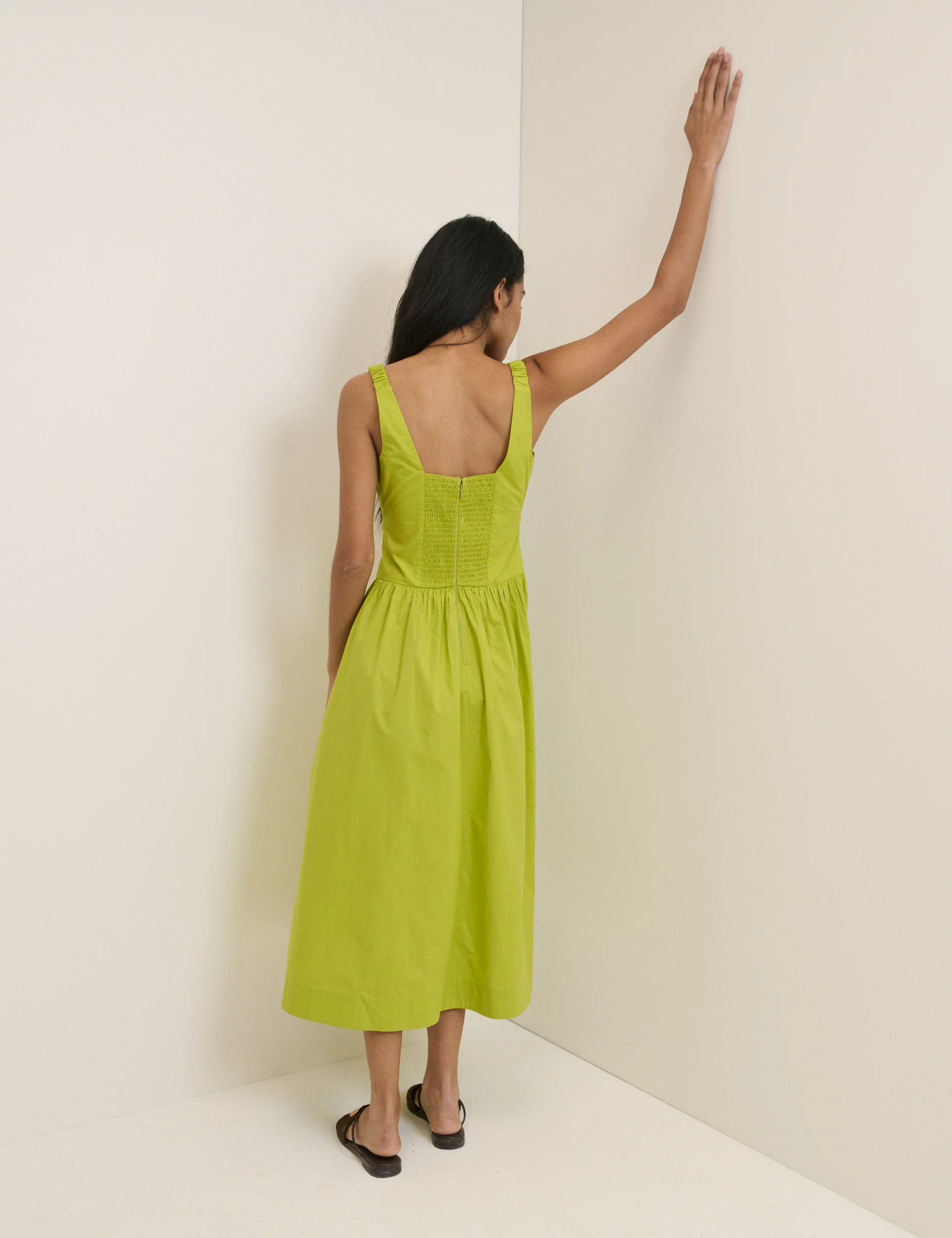 Chartreuse Green Panelled Soraya Midi Dress - Image 4