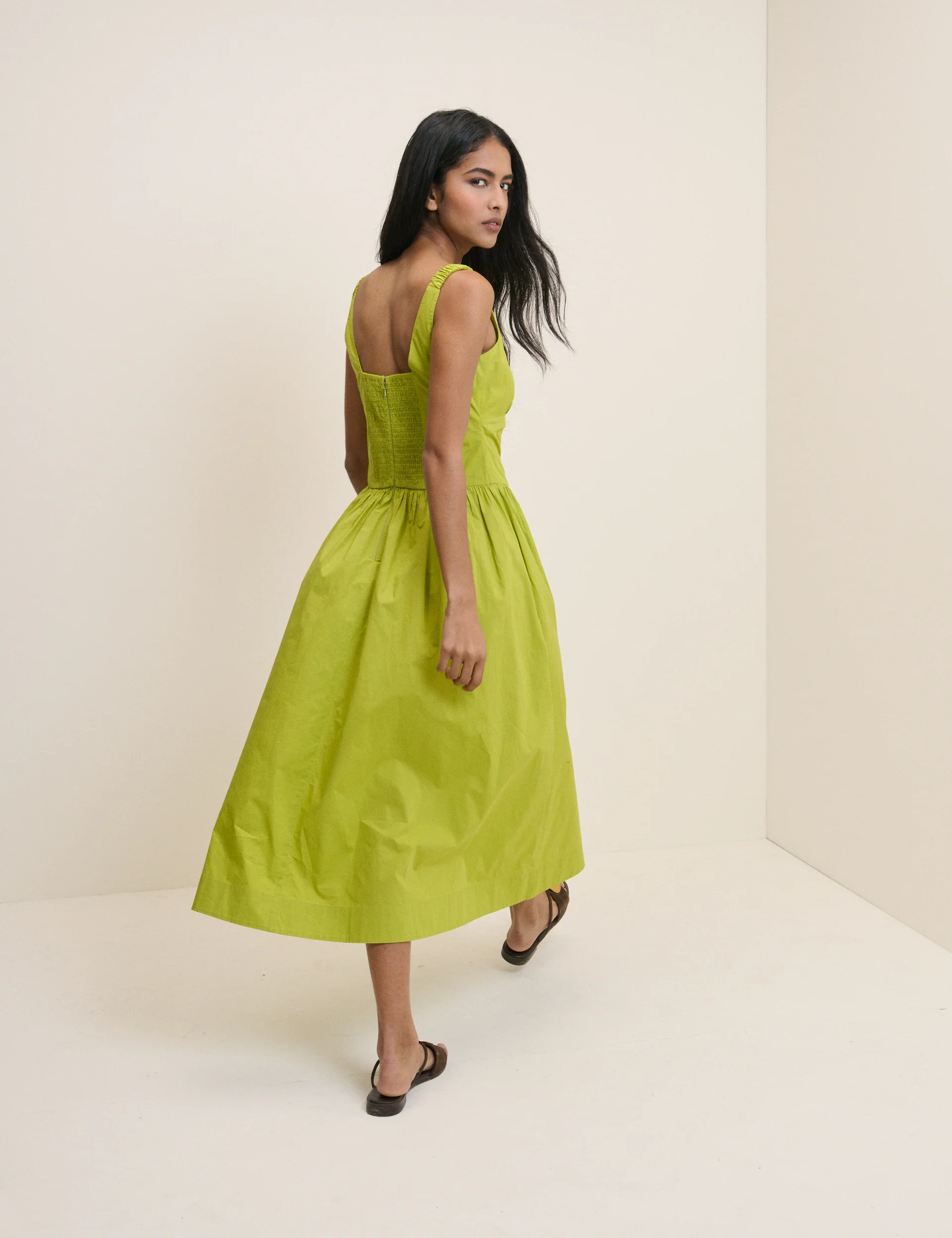 Chartreuse Green Panelled Soraya Midi Dress - Image 5