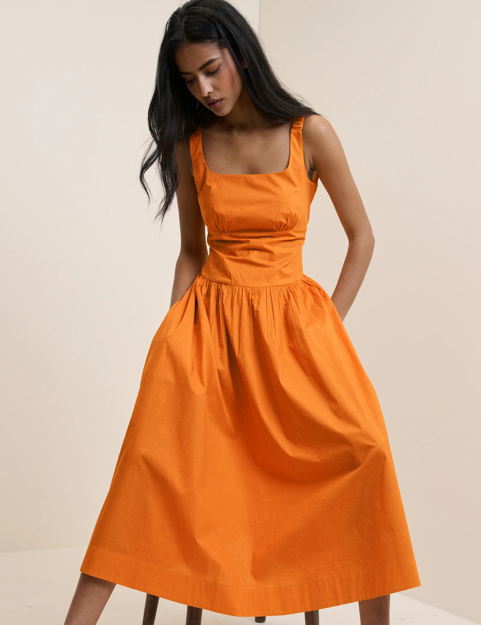 Orange Panelled Soraya Midi Dress - Image 4