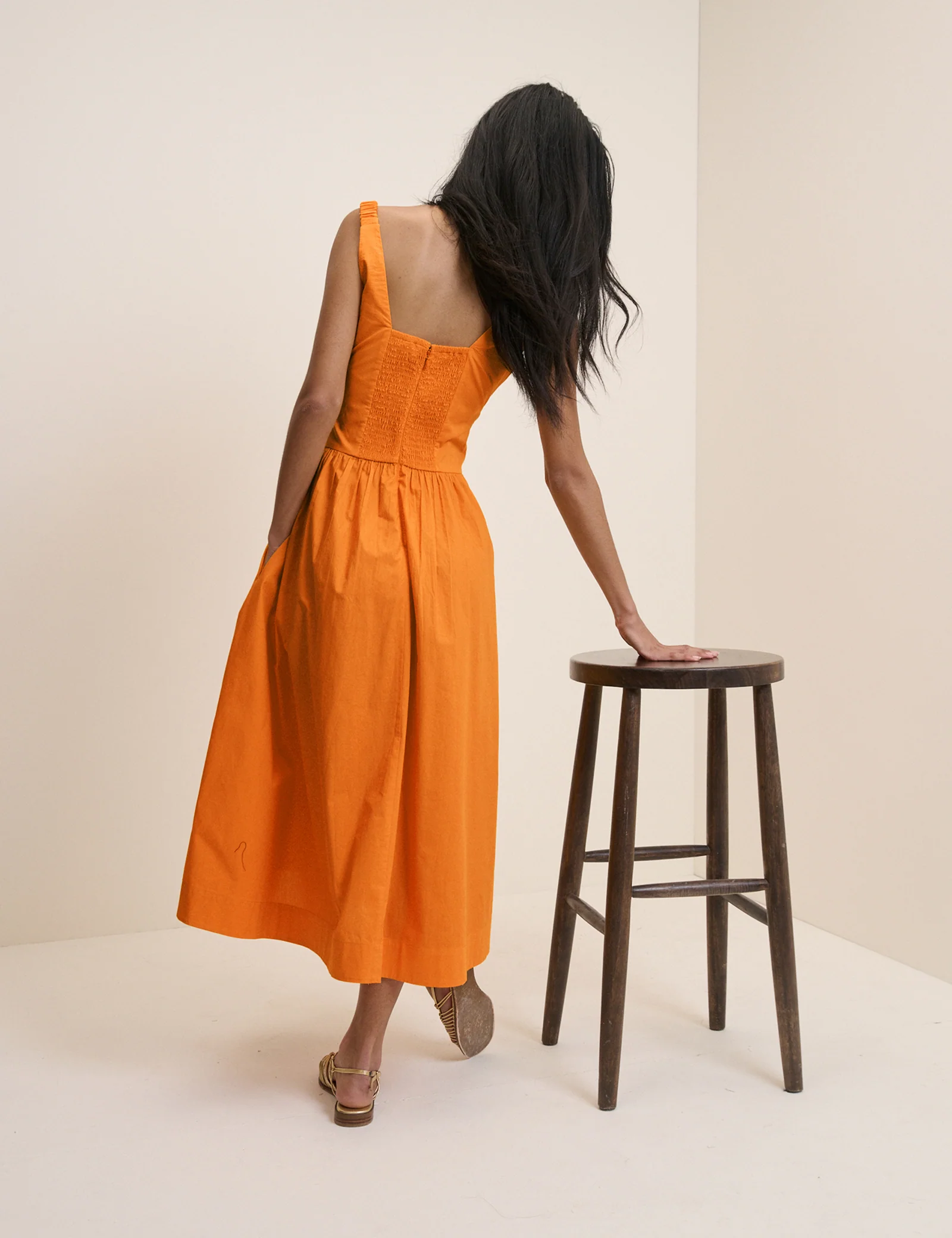 Orange Panelled Soraya Midi Dress - Image 5