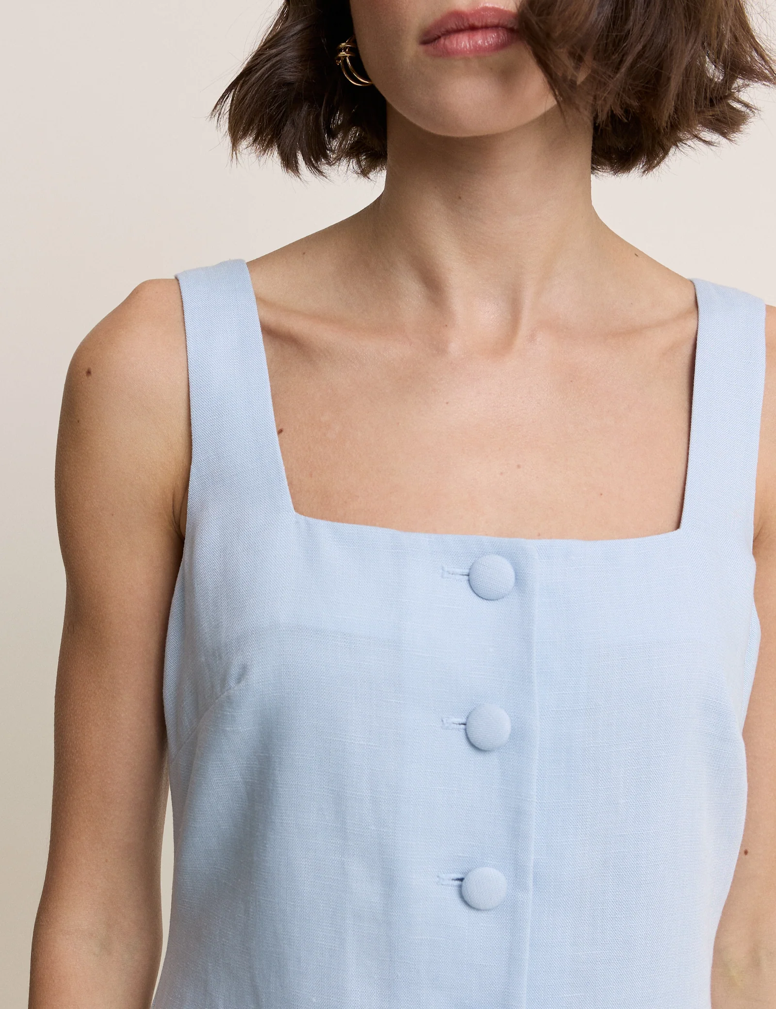 Light Blue Square Neck Tailored Lila Mini Dress - Image 5