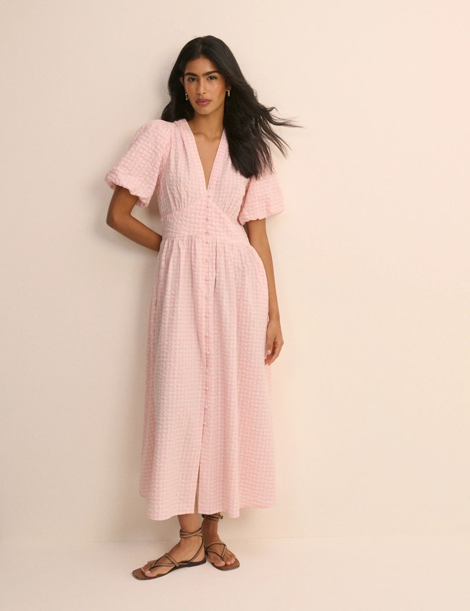 Pink Gingham Starlight Midi Dress - Image 3