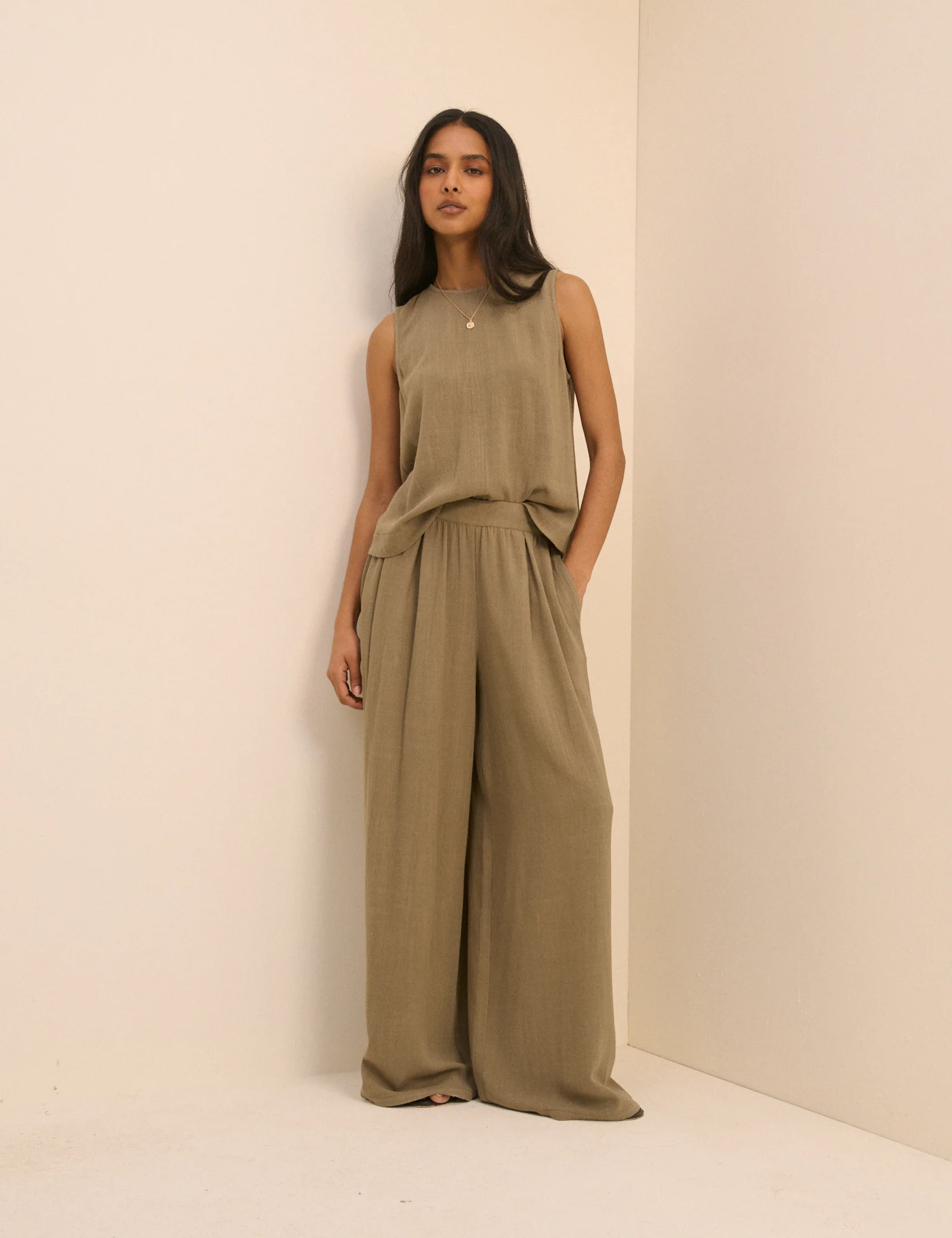Khaki Linen-Blend Swing Top - Image 3