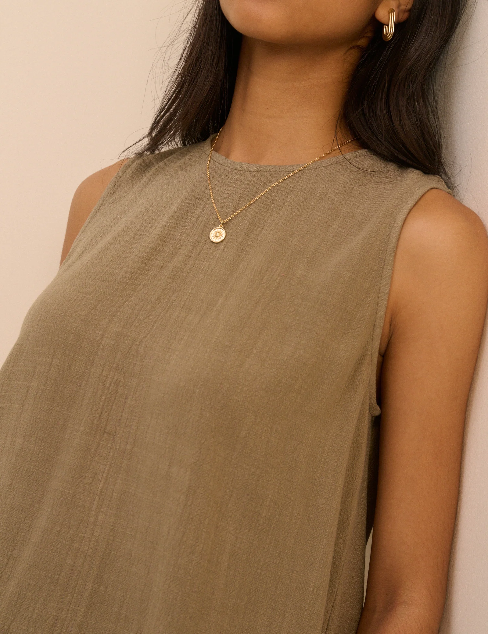 Khaki Linen-Blend Swing Top - Image 4