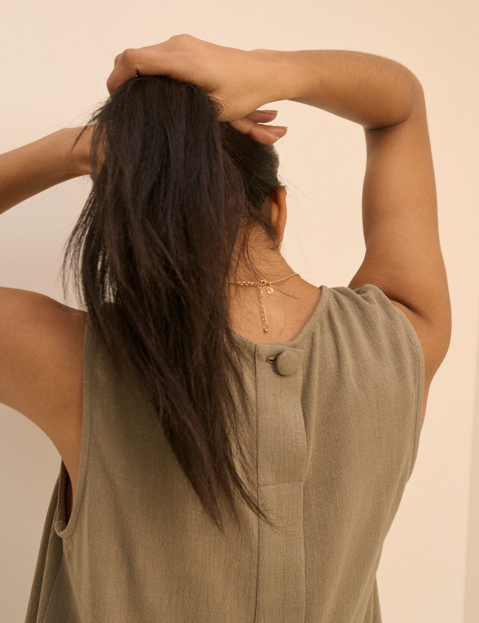 Khaki Linen-Blend Swing Top - Image 5