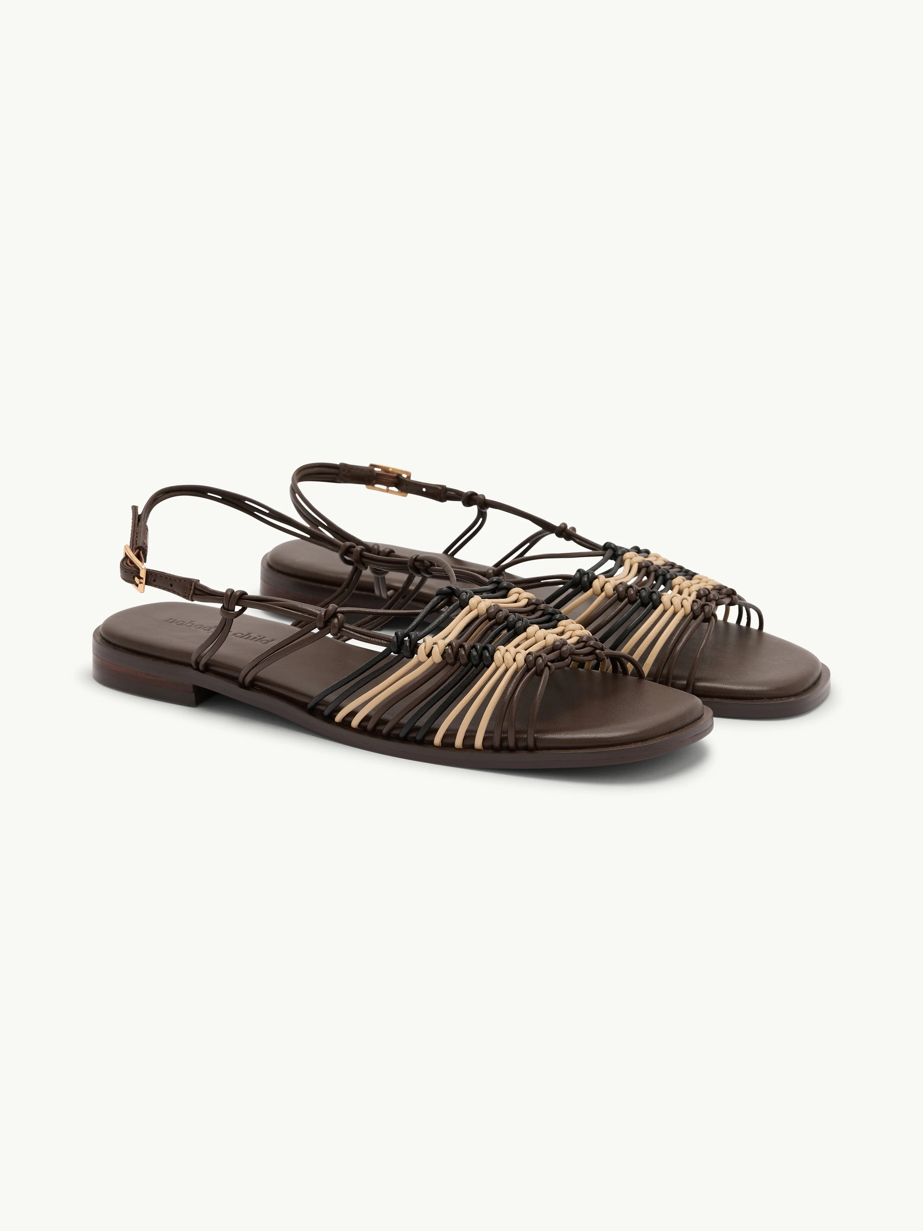 Brown and Gold Leather Strappy Sandals - Image 3