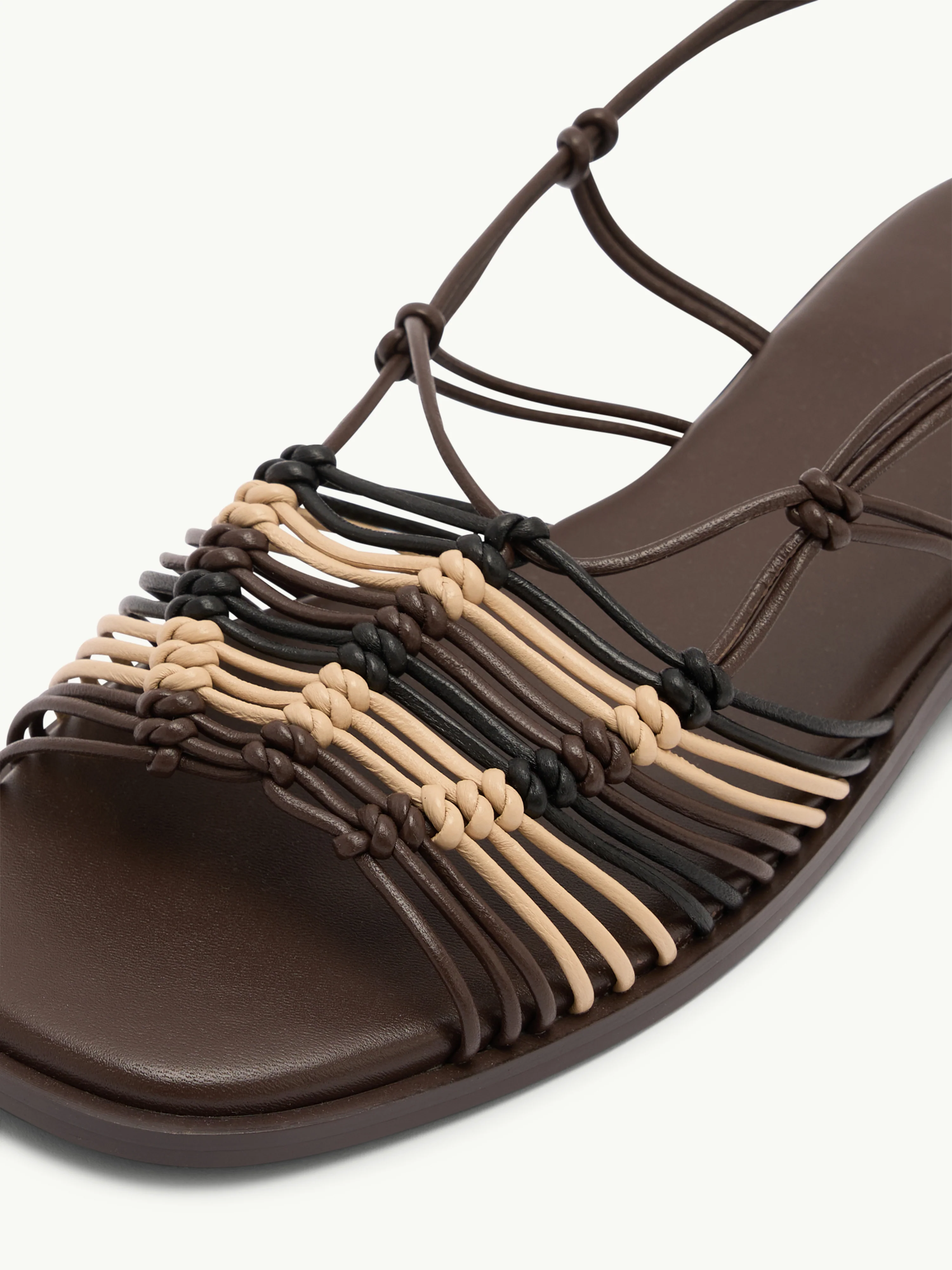 Brown and Gold Leather Strappy Sandals - Image 4