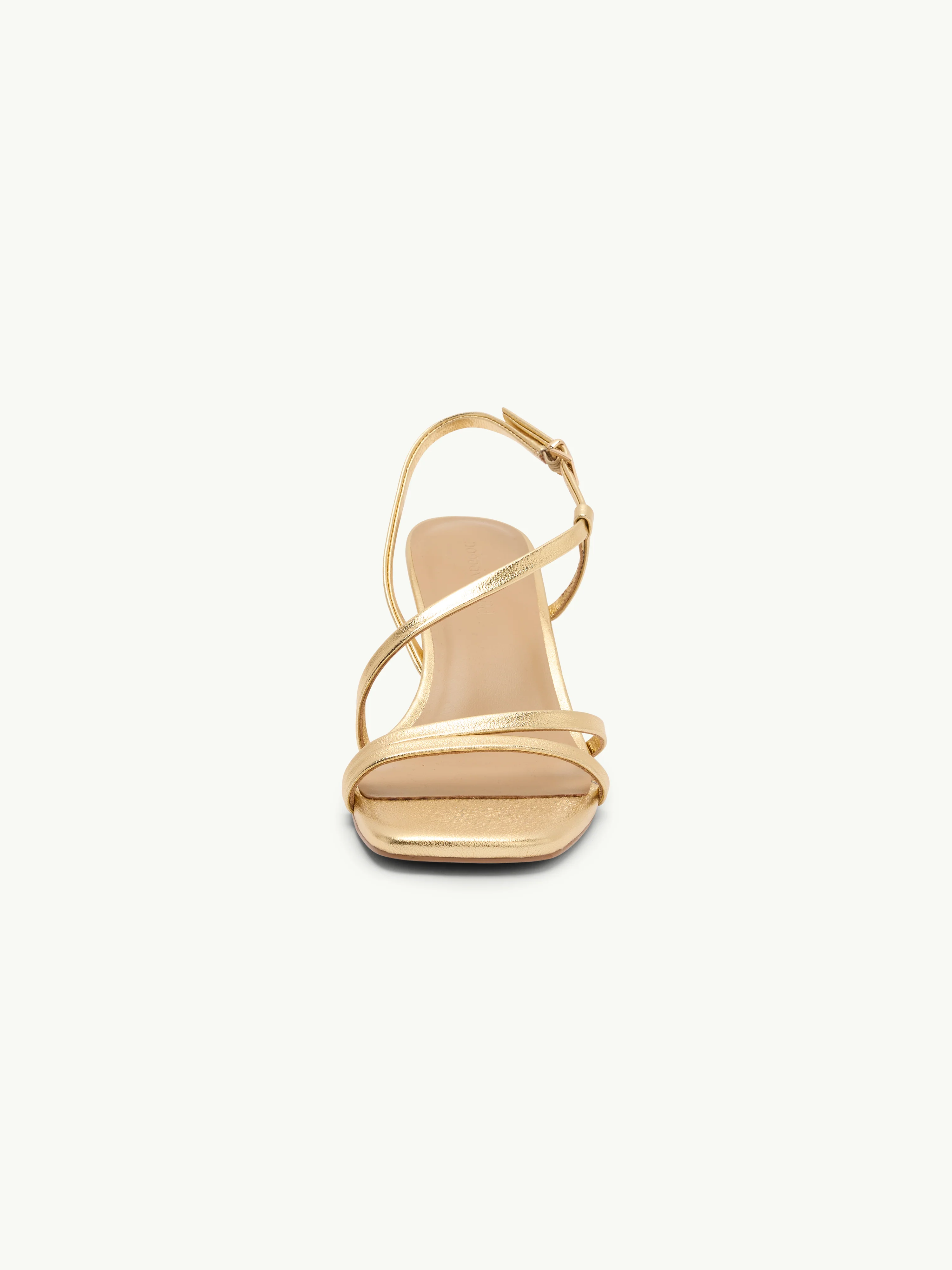 Gold Leather Strappy Kitten Heels - Image 6