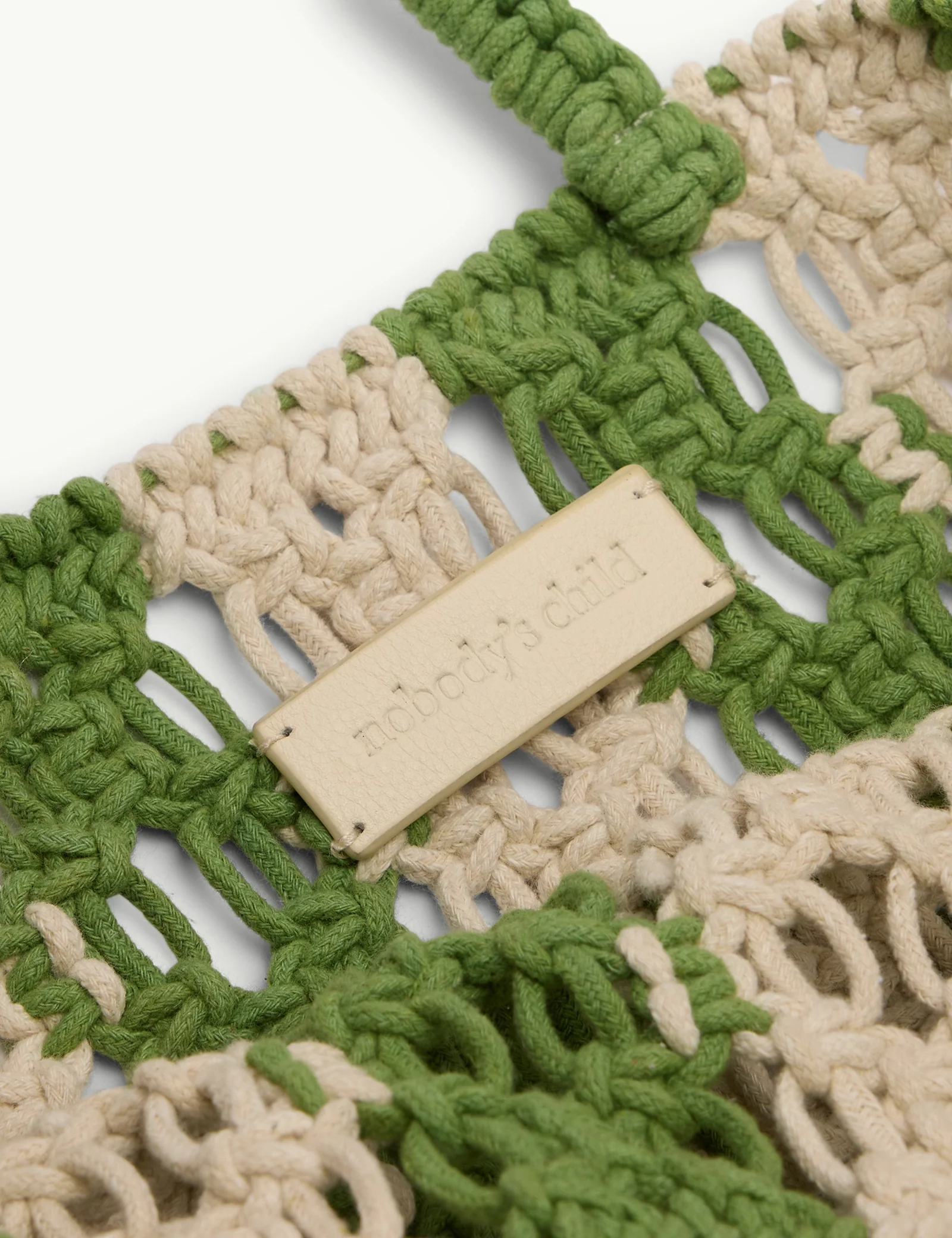 Green and Cream Striped Crochet Tote - Image 3