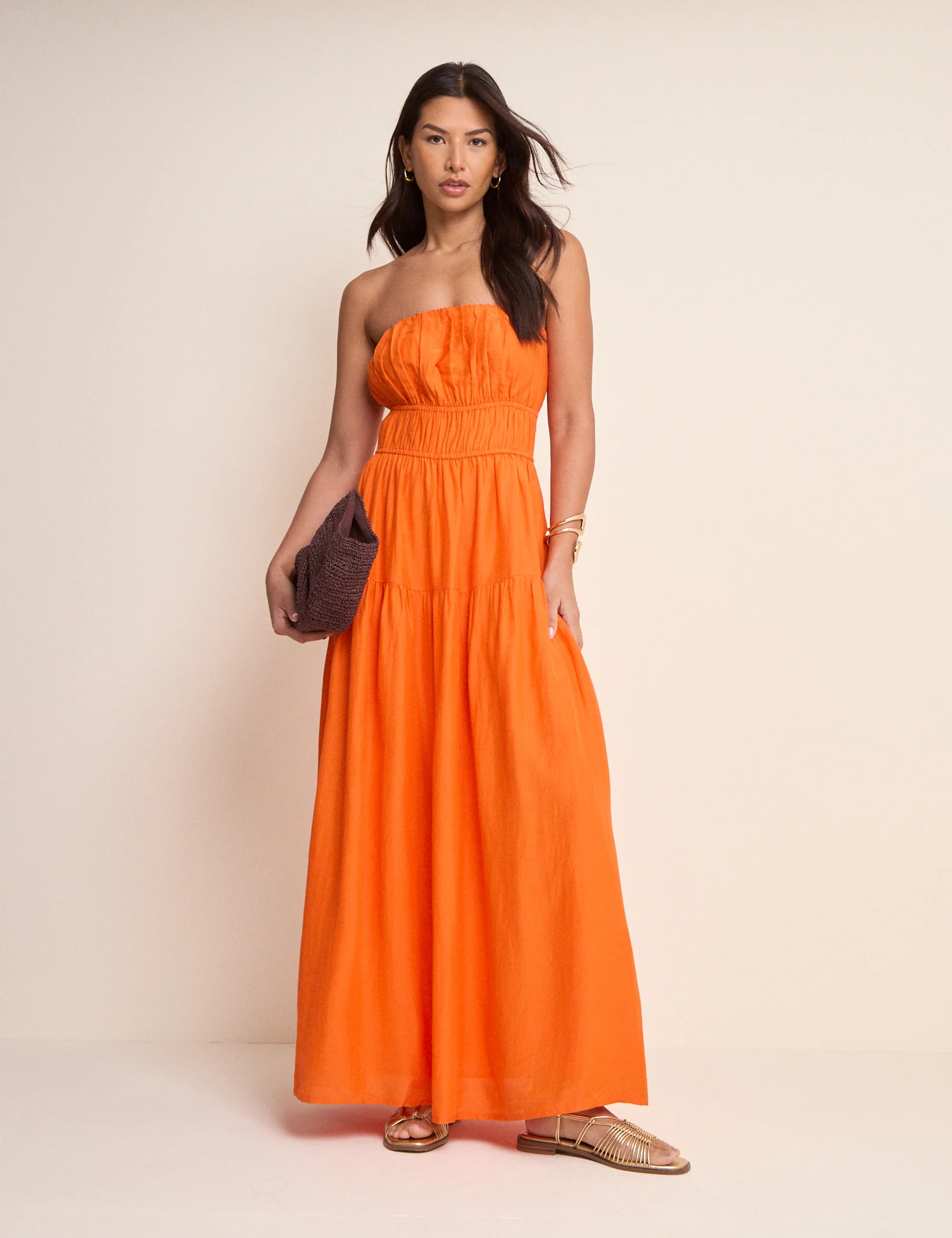 Orange Tiered Bandeau Tabitha Maxi Dress - Image 2