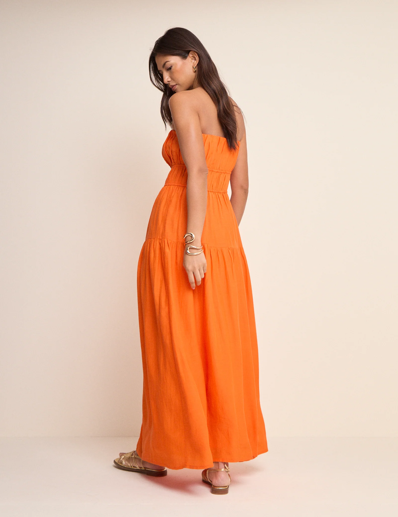 Orange Tiered Bandeau Tabitha Maxi Dress - Image 6