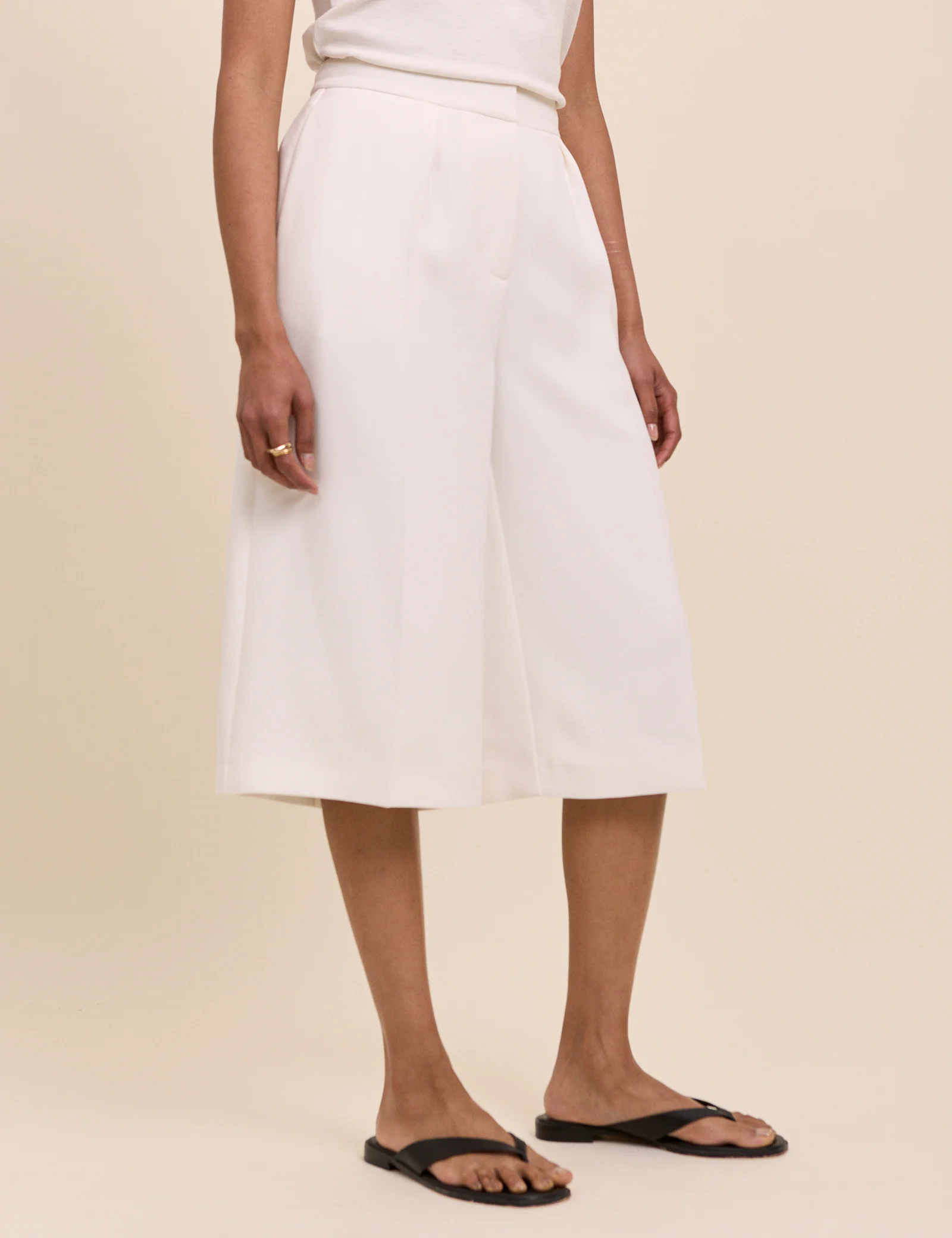 White Tailored Culottes