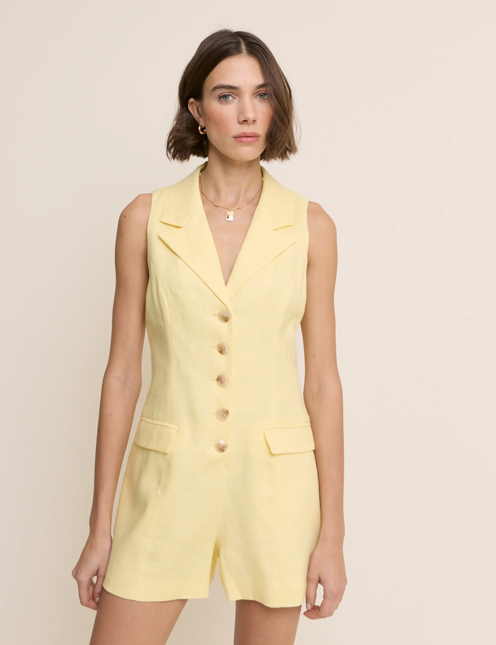 Butter Yellow Tailored Playsuit - Image 3
