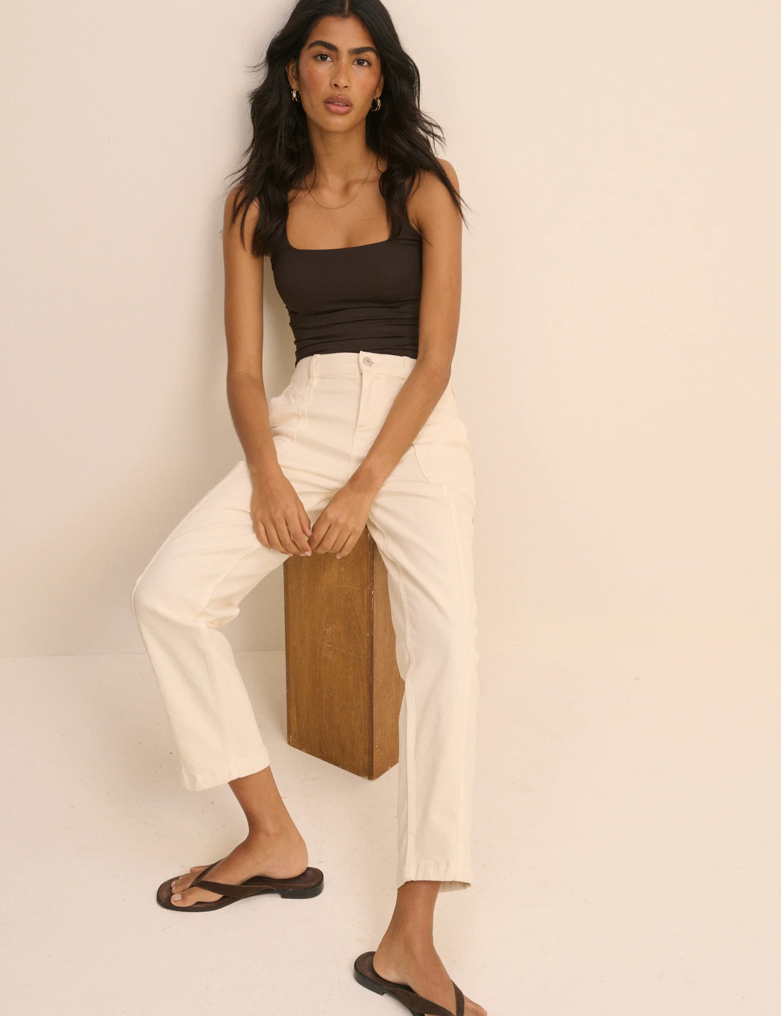 Cream Tapered Utility Trouser - Image 4