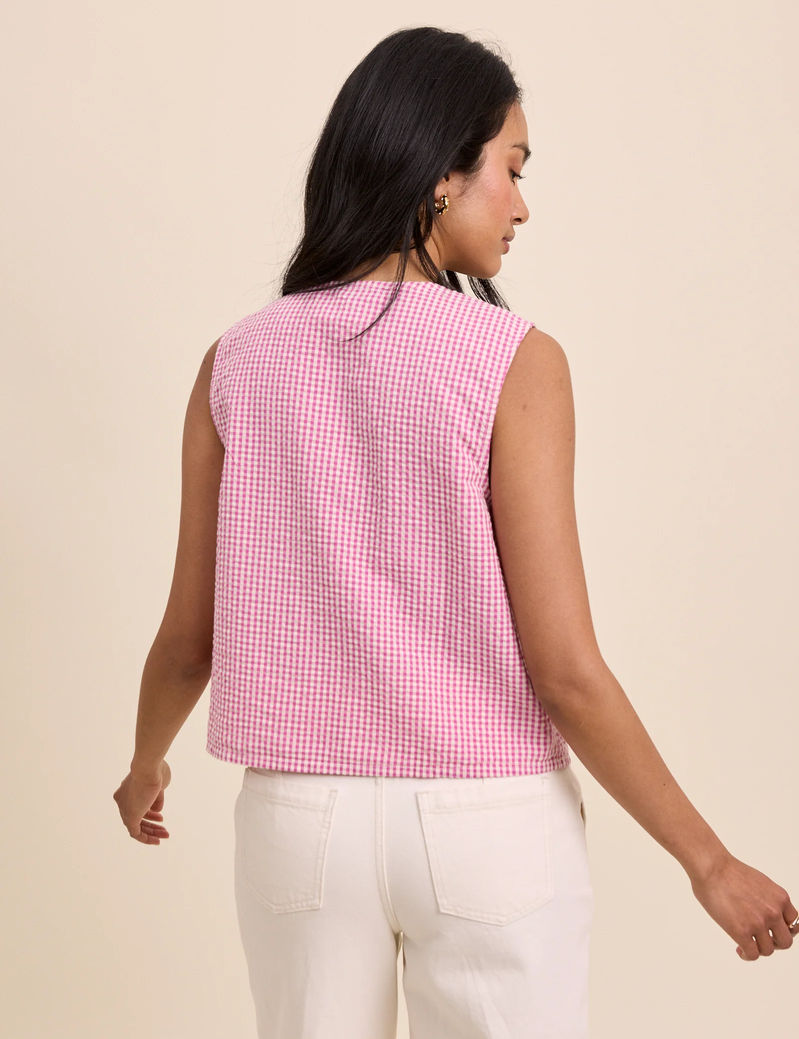 Pink Gingham Tie Front Tessa Top - Image 5