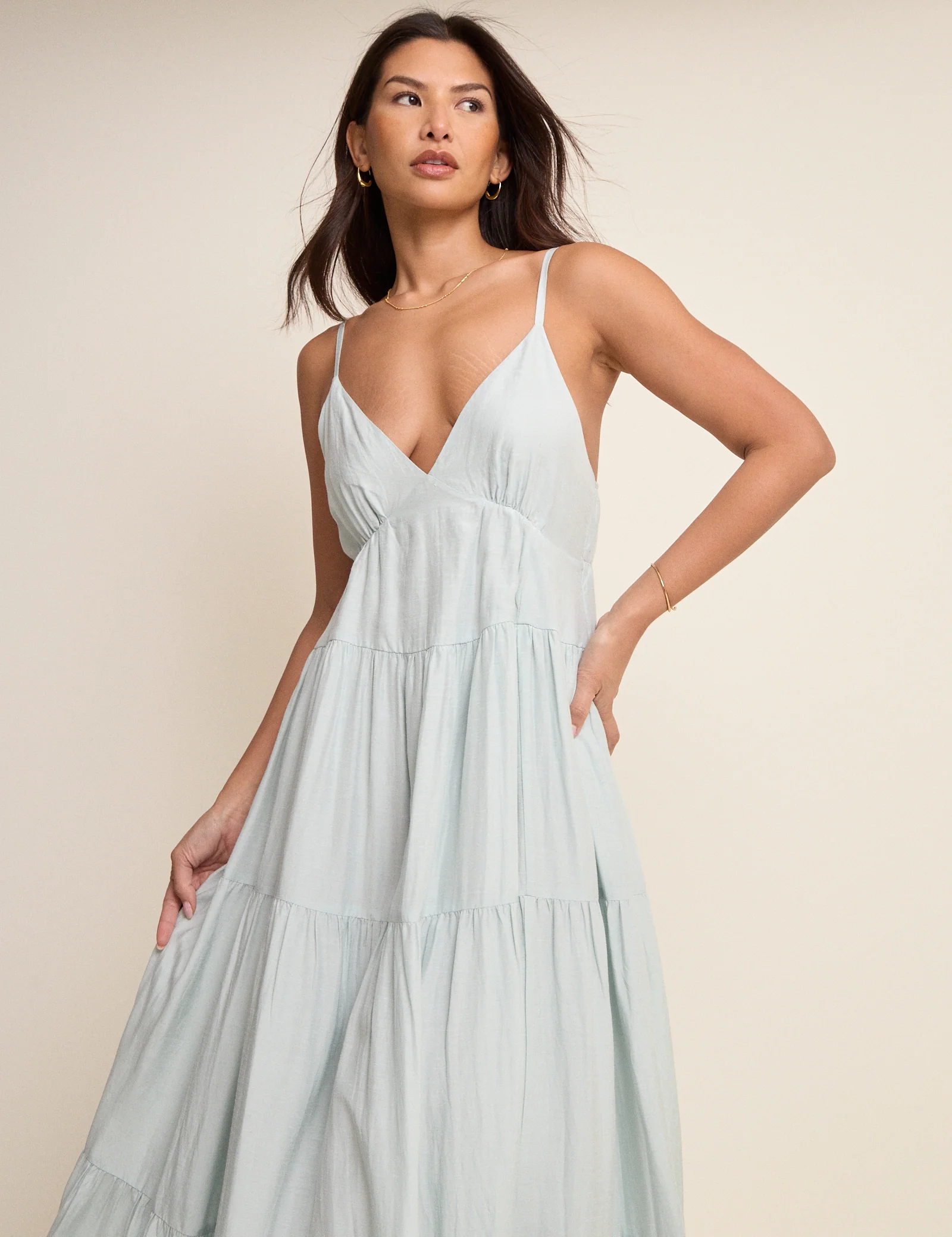 Powder Blue Tiered Thea Maxi Dress - Image 2