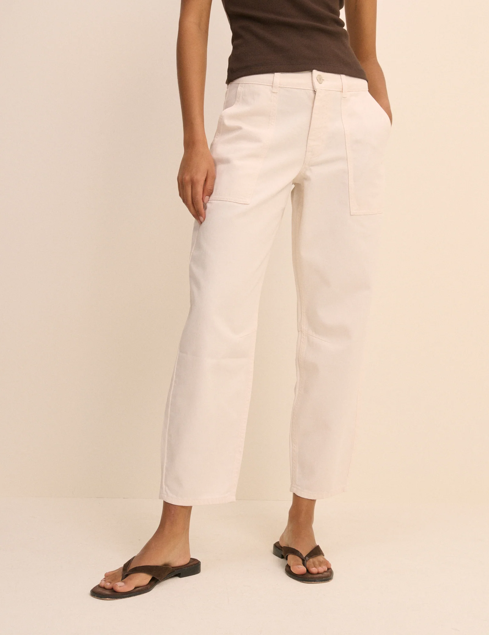 Ecru Utility Pocket Trousers