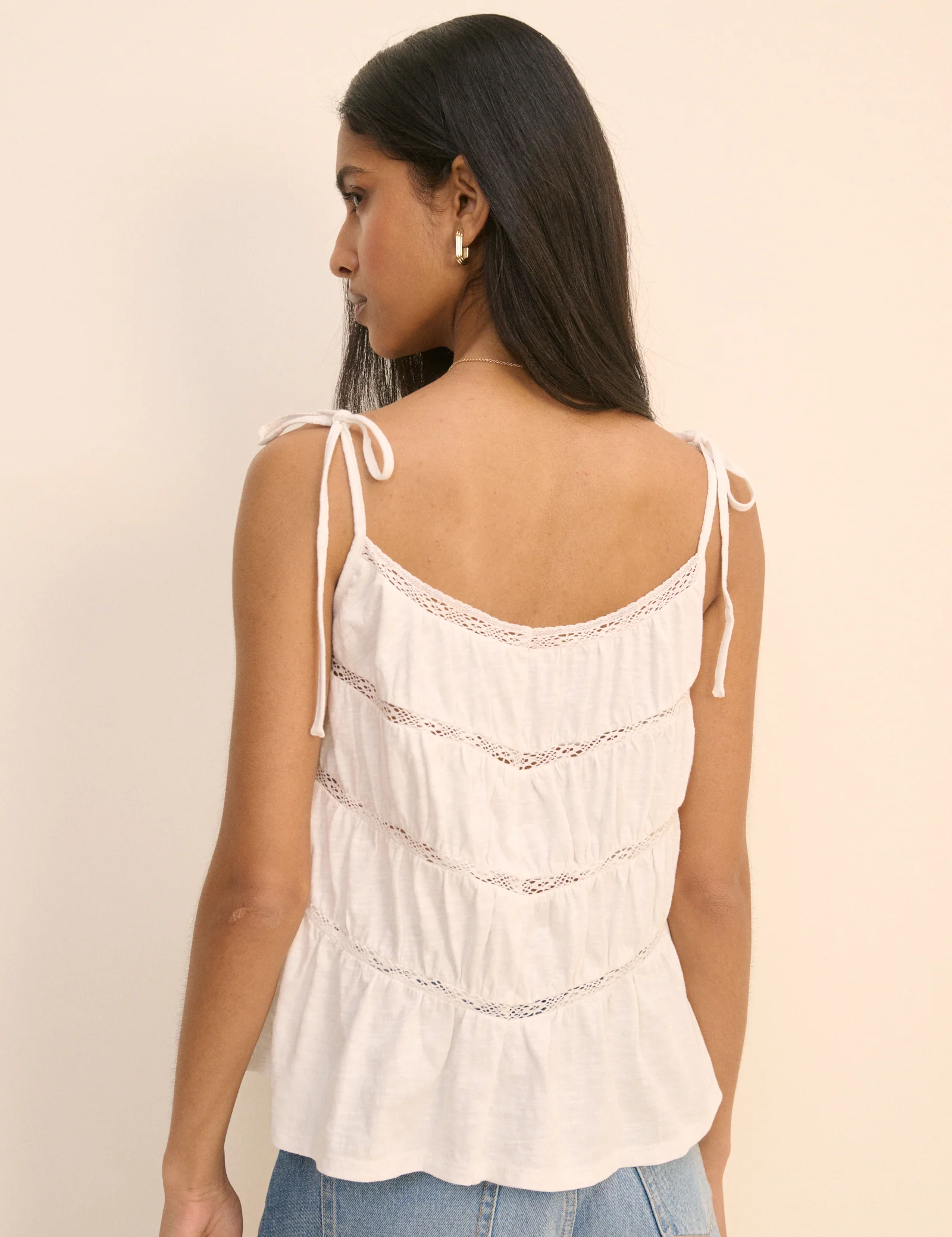 White Tiered Jersey Cami Top - Image 5