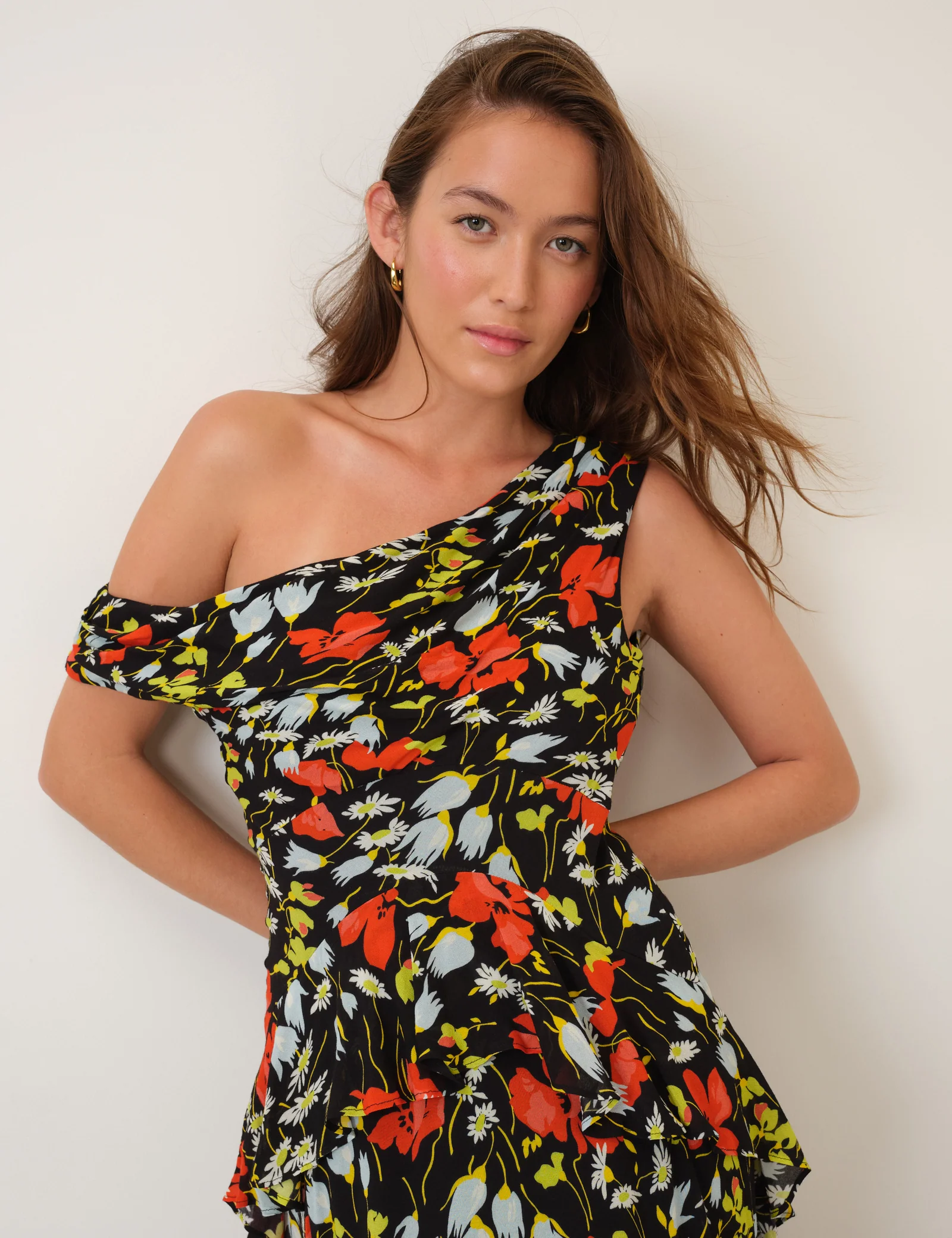Black Floral Off Shoulder Ruffle Tish Maxi Dress - Image 4